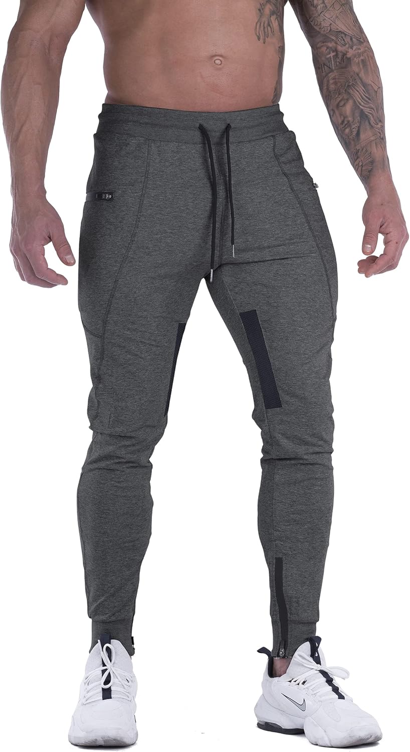 FIRSTGYM Mens Joggers Sweatpants Slim Fit Workout Training Thigh Mesh Gym Jogger Pants with Zipper Pockets FIRSTGYM Mens Joggers Sweatpants Slim Fit Workout Training Thigh Mesh Gym Jogger Pants with Zipper Pockets