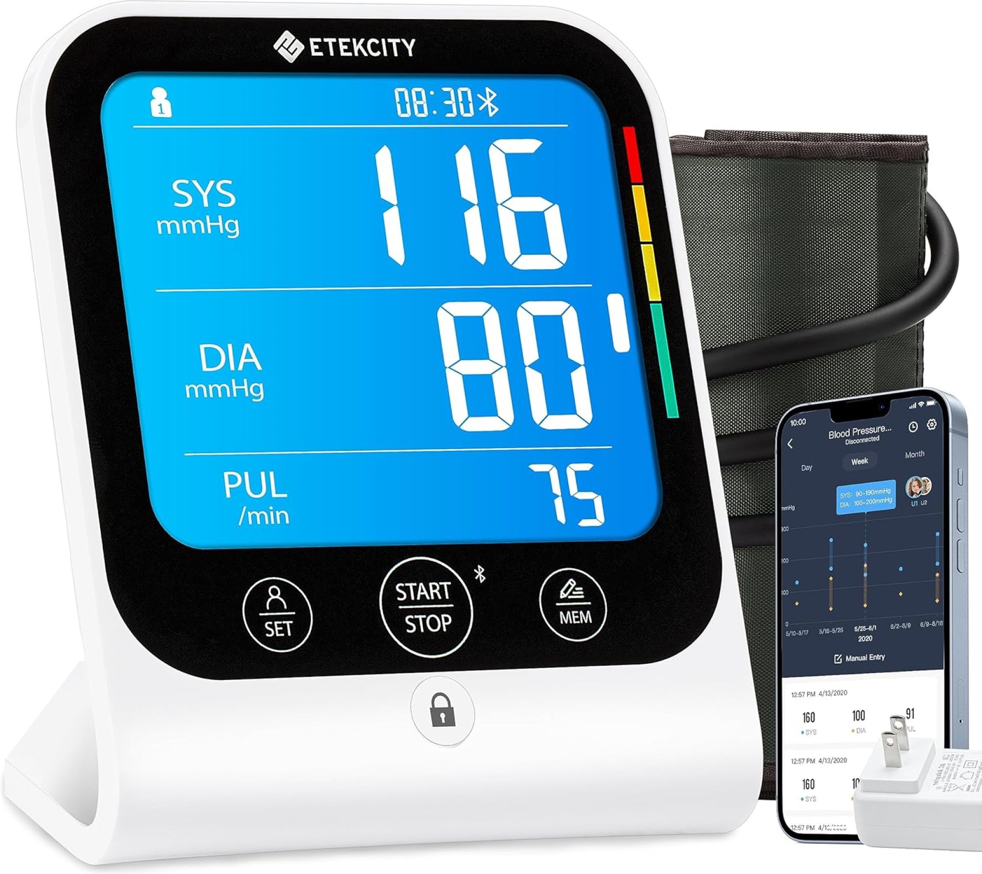 Etekcity FSA/HSA Eligible Blood Pressure Monitor for Home Use, FSA HSA Store Items, Cuff for Standard to Large Arms, Bluetooth BP Machine for iOS & Android Devices with Data Storage, Diagnostic Kit Etekcity FSA/HSA Eligible Blood Pressure Monitor for Home Use, FSA HSA Store Items, Cuff for Standard to Large Arms, Bluetooth BP Machine for iOS & Android Devices with Data Storage, Diagnostic Kit
