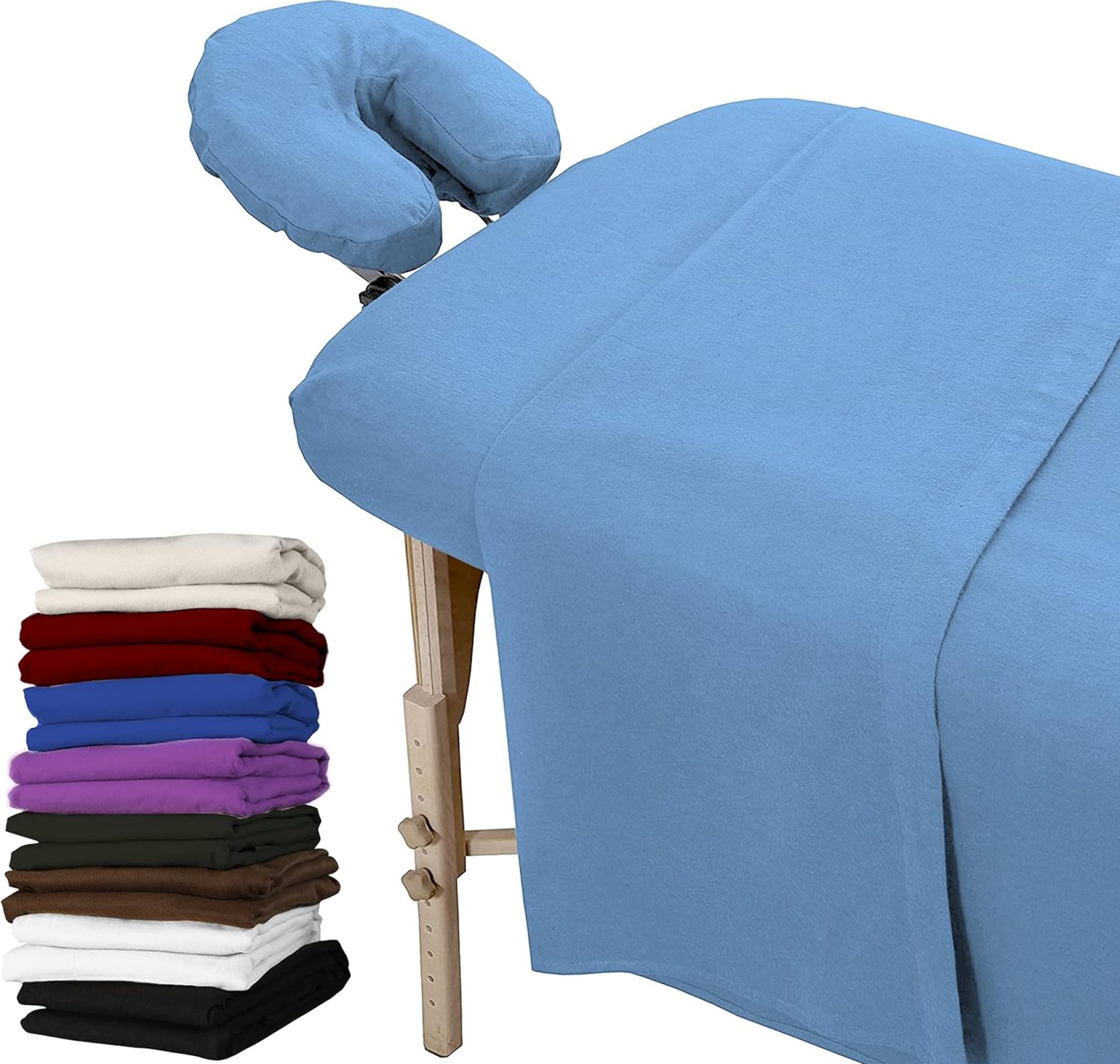 London Linens 3 Piece Set Massage Table Sheets Set – 100% Natural Cotton Flannel- Includes Massage Table Cover, Massage Fitted Sheet, and Massage Face Rest Cover (Light Blue) London Linens 3 Piece Set Massage Table Sheets Set – 100% Natural Cotton Flannel- Includes Massage Table Cover, Massage Fitted Sheet, and Massage Face Rest Cover (Light Blue)