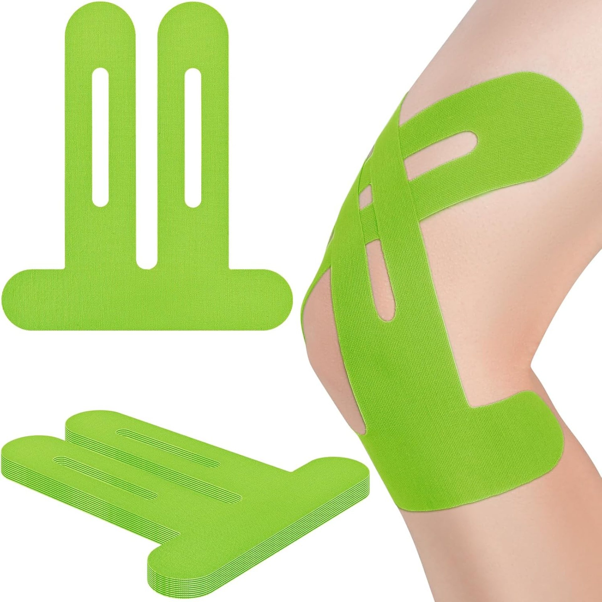 Kinesiology Tape for Knees, 10 Count Outdoor Sport Tape for Knees, Knee Tape for Knee Pain Relief Pre-Cut, Support Muscles and Joints, Latex-Free, Waterproof and Elastic (Green) Kinesiology Tape for Knees, 10 Count Outdoor Sport Tape for Knees, Knee Tape for Knee Pain Relief Pre-Cut, Support Muscles and Joints, Latex-Free, Waterproof and Elastic (Green)
