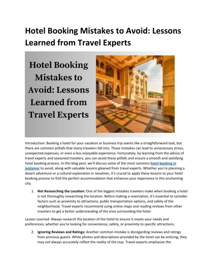 International Hotel Booking Mistakes To Avoid International Hotel Booking Mistakes To Avoid