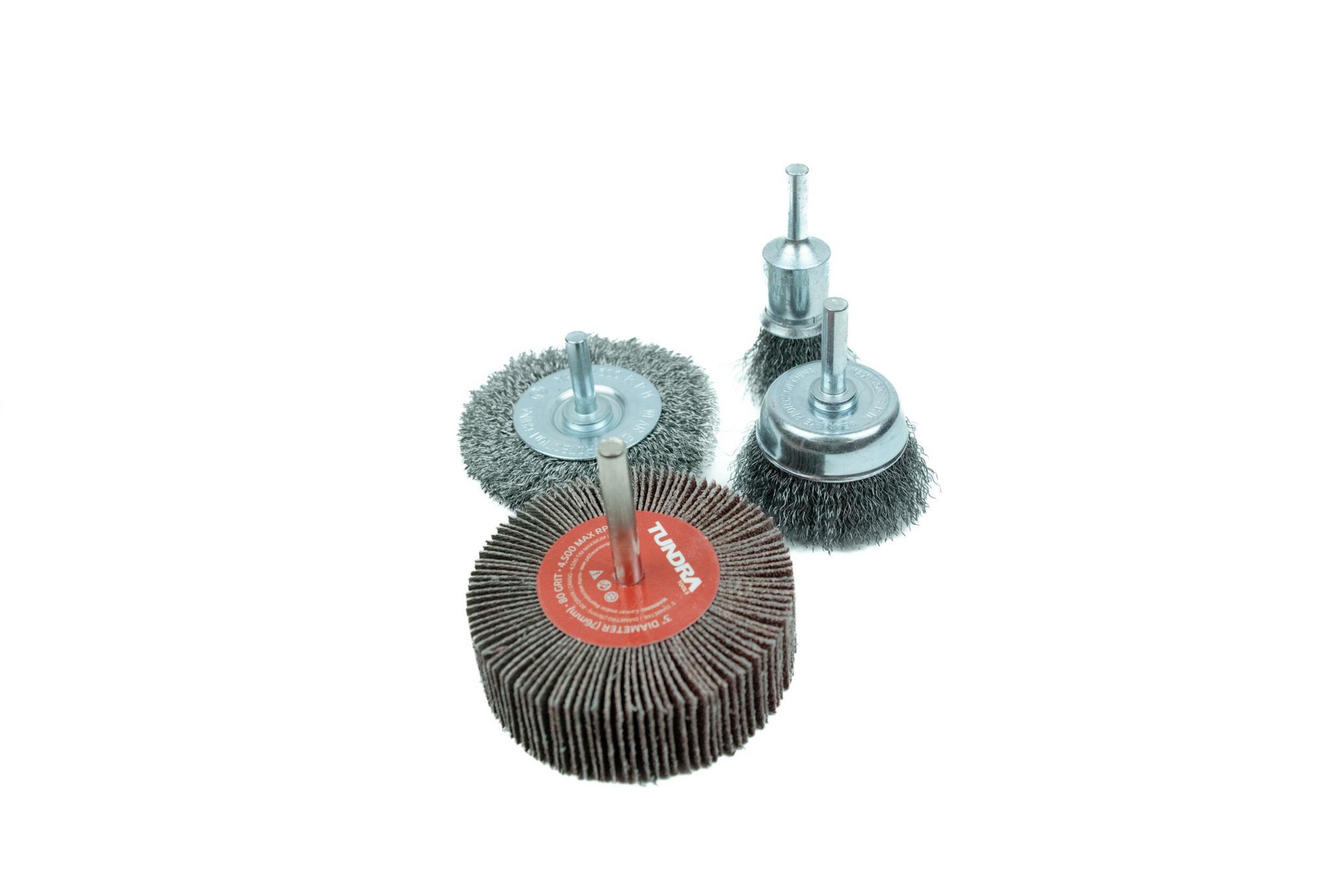4 Piece Wire Brush & Flap Wheel Set