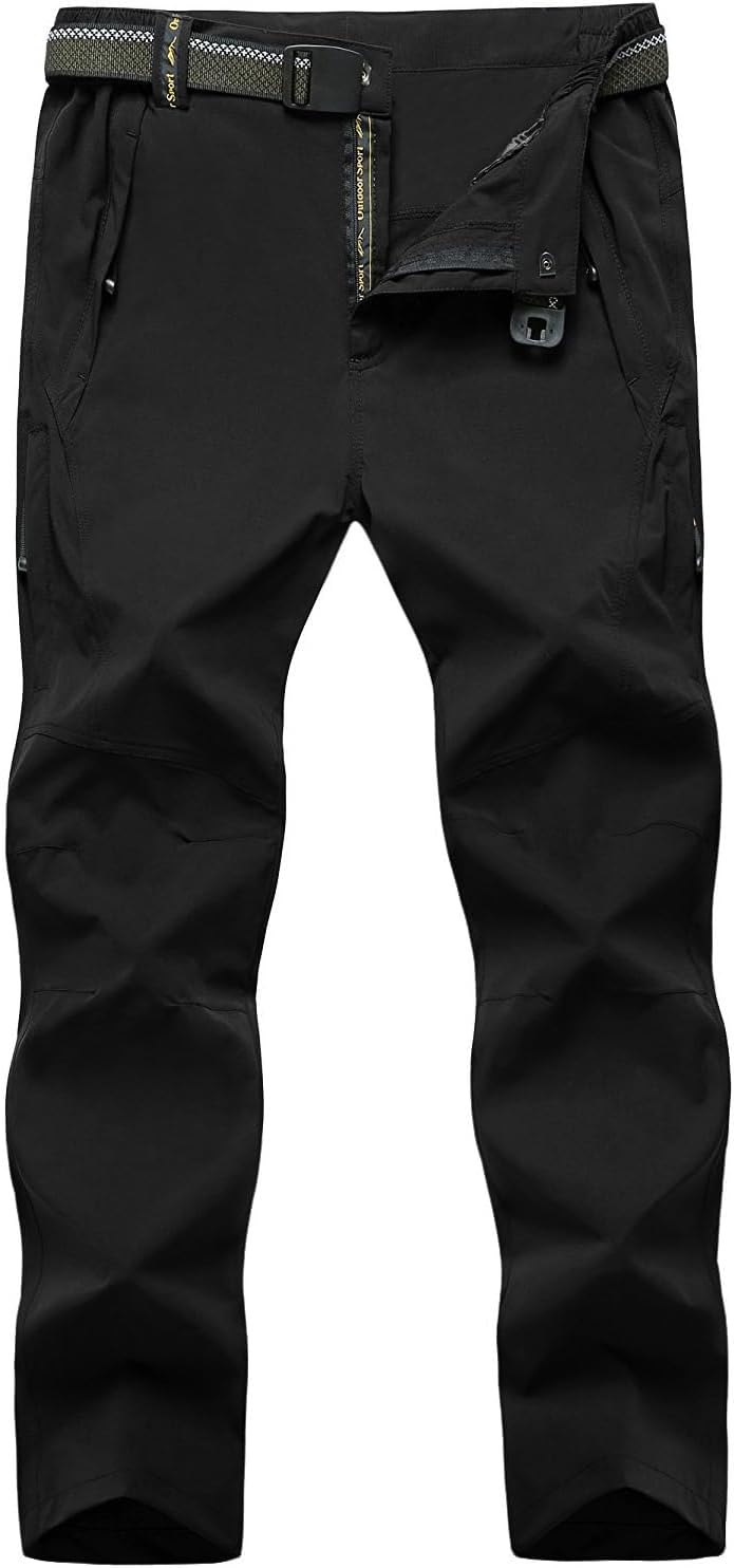 TBMPOY Men’s Lightweight Hiking Pants with Belt 5 Zip Pockets Waterproof Quick-Dry Travel Fishing Work Outdoor Pants TBMPOY Men’s Lightweight Hiking Pants with Belt 5 Zip Pockets Waterproof Quick-Dry Travel Fishing Work Outdoor Pants
