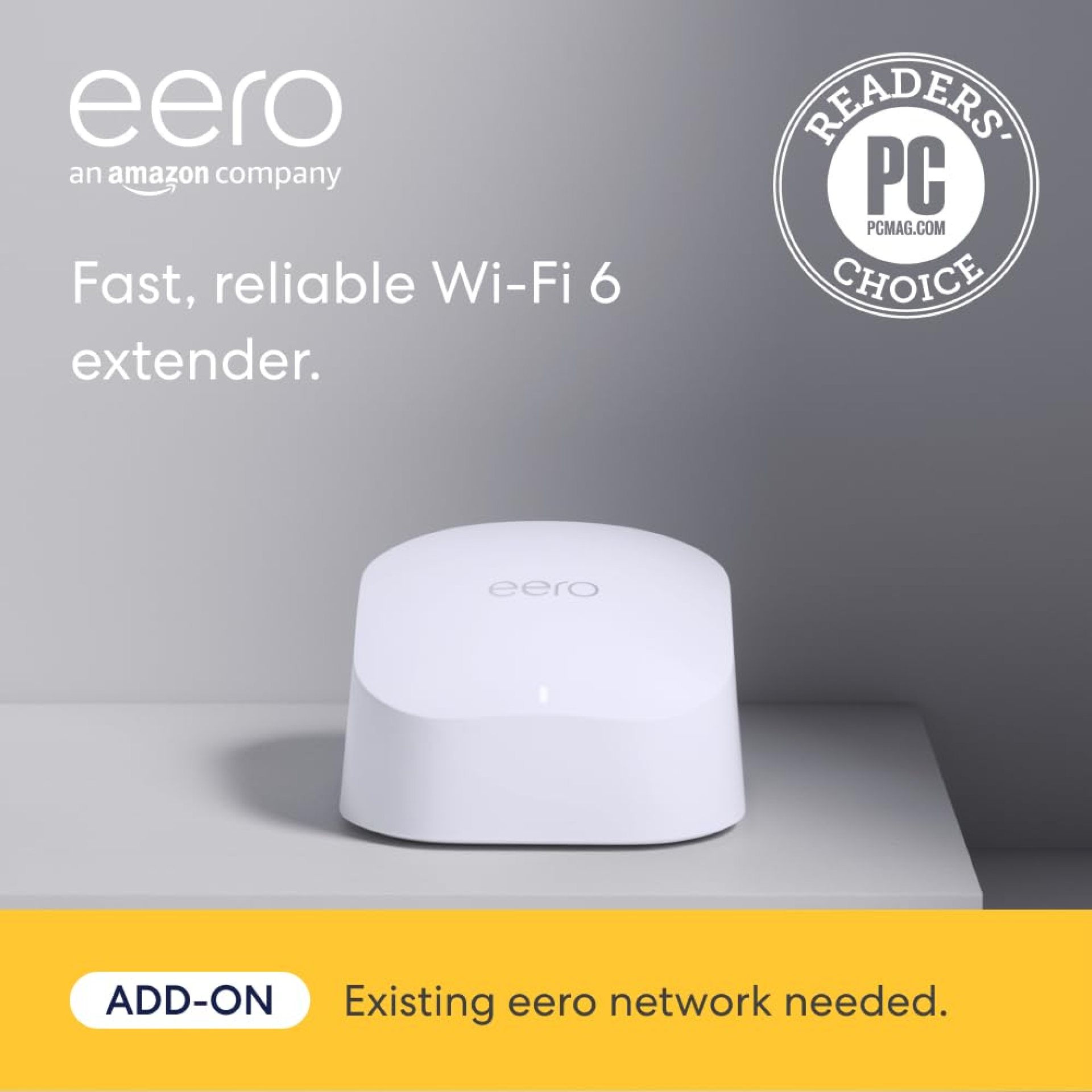 Amazon eero 6 mesh wifi extender – Add up to 1,500 sq. ft. of Wi-Fi 6 coverage to your existing eero mesh wifi network Amazon eero 6 mesh wifi extender – Add up to 1,500 sq. ft. of Wi-Fi 6 coverage to your existing eero mesh wifi network