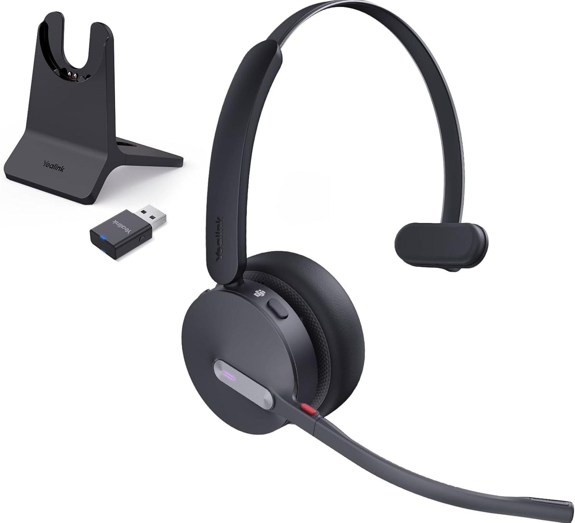 Yealink WH64 Hybrid DECT& Bluetooth Wireless Headset, 492ft Range Mono Teams UC Headphones with DECT Dongle & Charging Stand, 3X Mic, 26H Talk Time,Portable Single Headsets for PC,Cellphone,Laptop Yealink WH64 Hybrid DECT& Bluetooth Wireless Headset, 492ft Range Mono Teams UC Headphones with DECT Dongle & Charging Stand, 3X Mic, 26H Talk Time,Portable Single Headsets for PC,Cellphone,Laptop