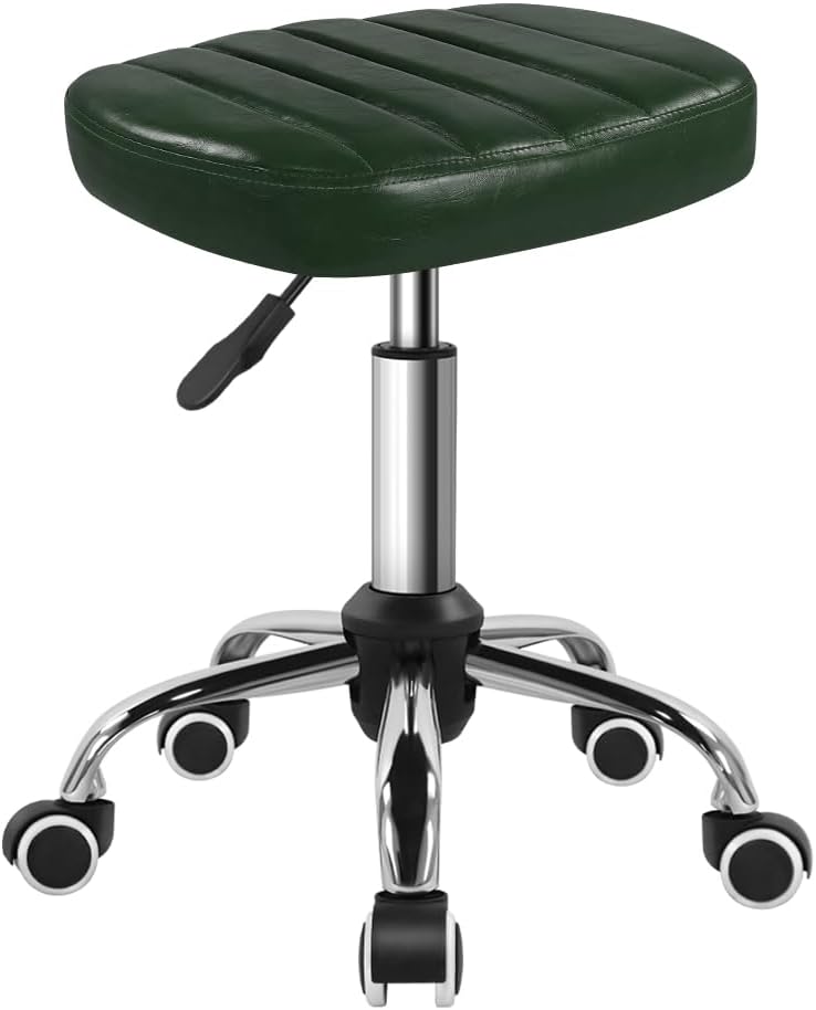 Minimalist Square Swivel Stool with Wheel Perfect for Work SPA Shop Massage Height-Adjustable and Cost-Effective Rolling Stool Chair (Green) Minimalist Square Swivel Stool with Wheel Perfect for Work SPA Shop Massage Height-Adjustable and Cost-Effective Rolling Stool Chair (Green)
