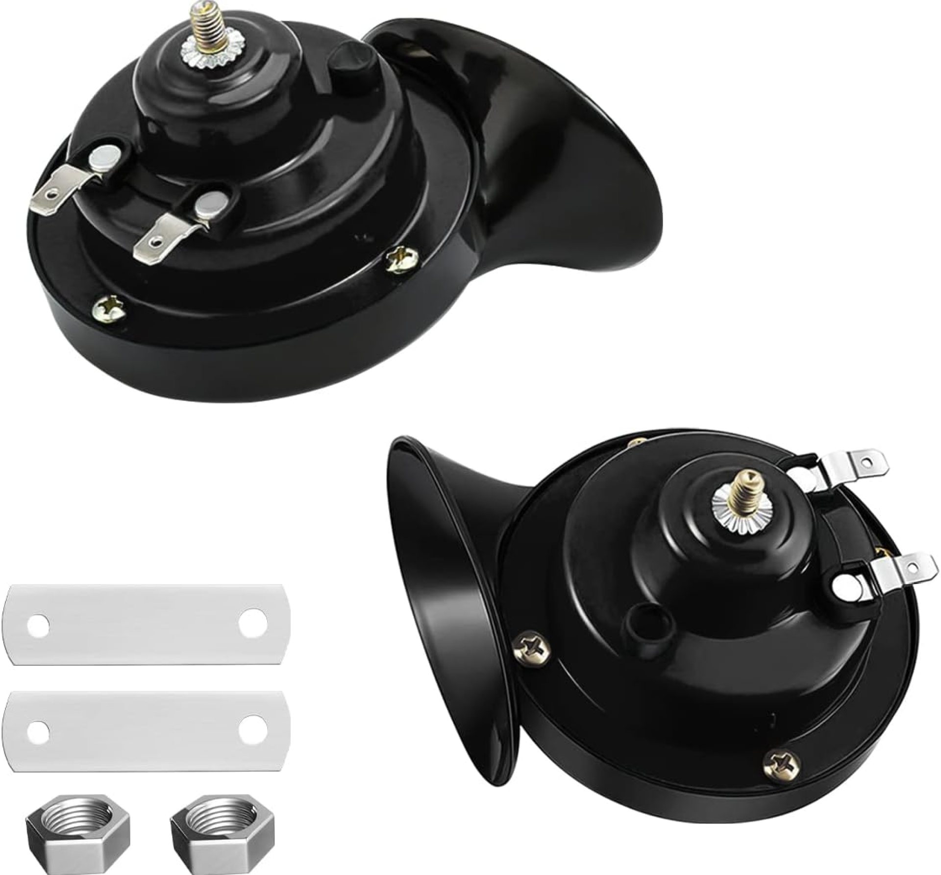 Super Loud Train Horns, Car Waterproof Durable Air Electric Snail Horn, 12V Raging Sound Air Horns Replacement Kit, Automotive Accessories Universal for Car, Motorcycle, Truck, Bike, Boat (Black) Super Loud Train Horns, Car Waterproof Durable Air Electric Snail Horn, 12V Raging Sound Air Horns Replacement Kit, Automotive Accessories Universal for Car, Motorcycle, Truck, Bike, Boat (Black)