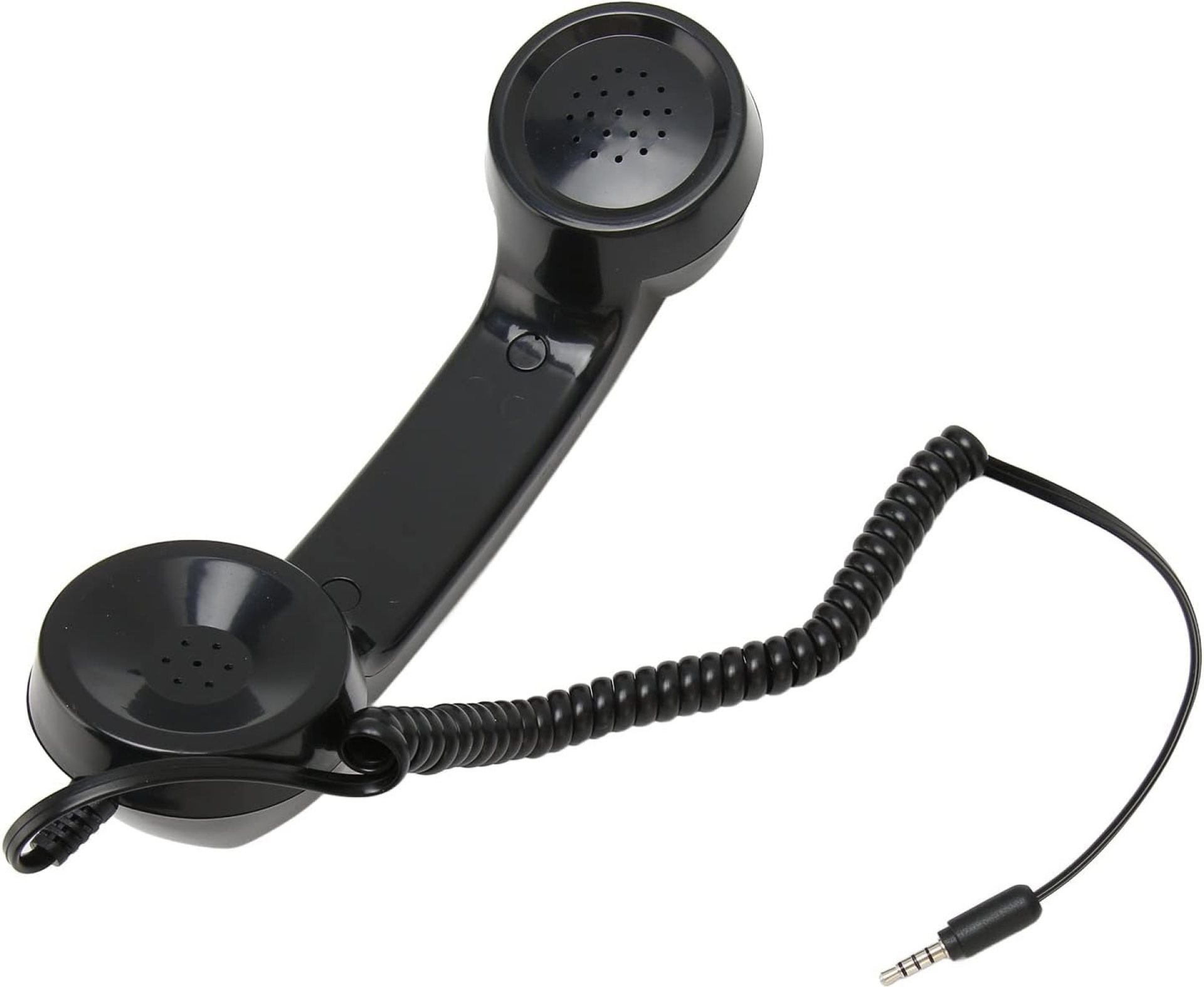 Retro Phone Handset, One Touch Answer, Radiation Proof 3.5mm Sound Plug with 1m Coiled Cord, Suitable for All Smartphones and Computers (Black) Retro Phone Handset, One Touch Answer, Radiation Proof 3.5mm Sound Plug with 1m Coiled Cord, Suitable for All Smartphones and Computers (Black)