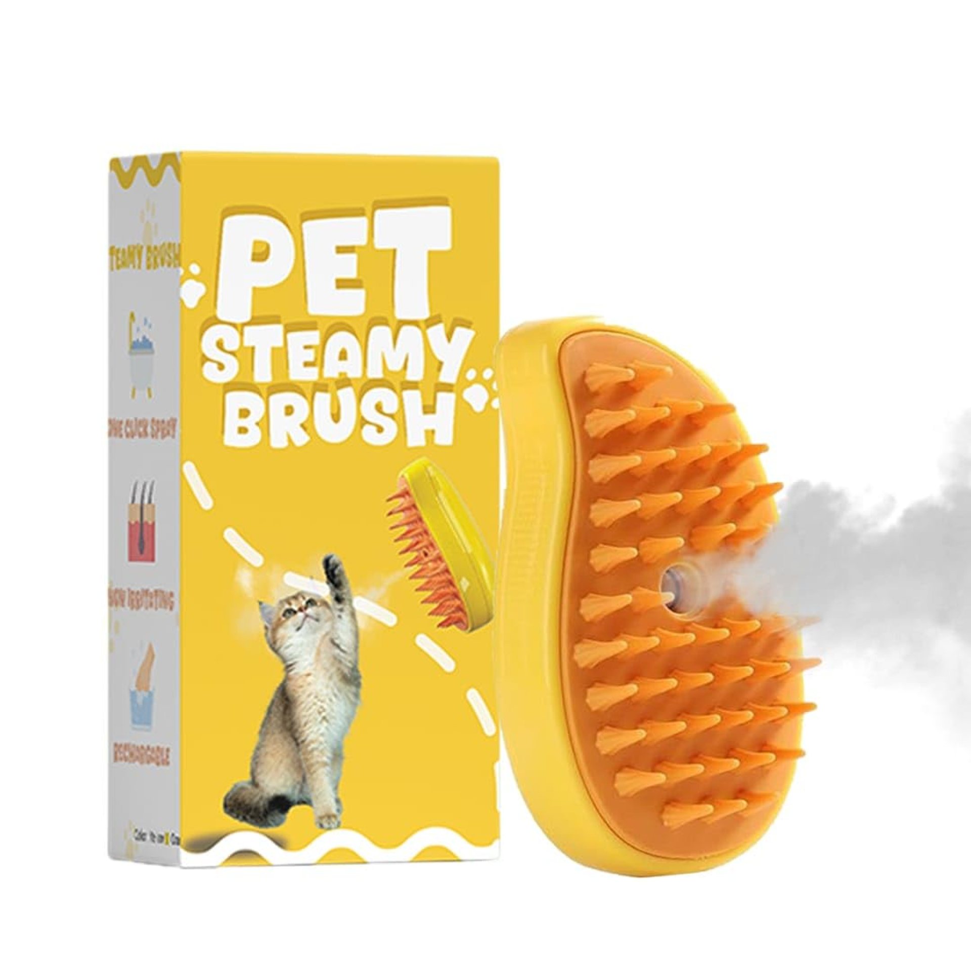 3 in 1 Silicone Steamy Cat Brush – Ideal for Pets Hair Removal – Massager Tool for Shedding and Grooming – Easy and Efficient Steam – Infused Cat Grooming Comb 3 in 1 Silicone Steamy Cat Brush – Ideal for Pets Hair Removal – Massager Tool for Shedding and Grooming – Easy and Efficient Steam – Infused Cat Grooming Comb