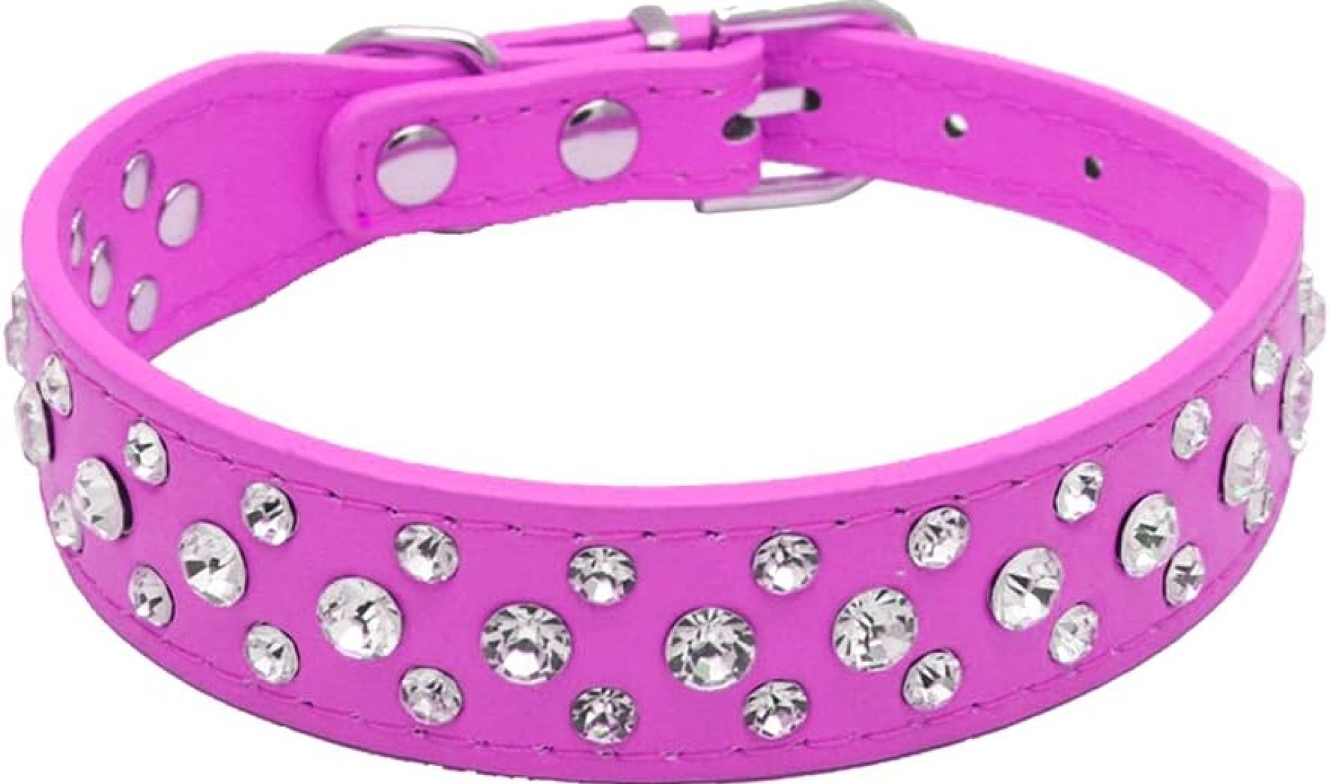 Bling Rhinestone PU Leather Crystal Diamond Pet Dog Cat Puppy Collar Black S M L XL (XL, Hot Pink) Bling Rhinestone PU Leather Crystal Diamond Pet Dog Cat Puppy Collar Black S M L XL (XL, Hot Pink)