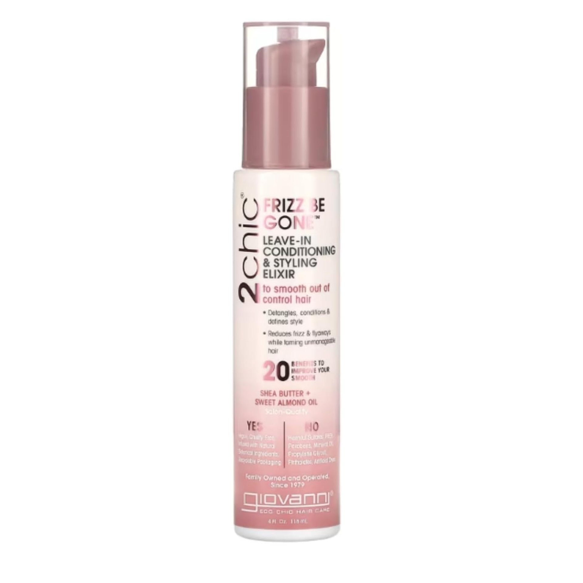 GIOVANNI 2chic Leave-In Conditioning Styling Elixir – Anti-Frizz Natural Hair Smoothing Formula with Shea Butter & Sweet Almond Oil, Macadamia, Detangler, Paraben Free, Color Safe Conditioner – 4 oz GIOVANNI 2chic Leave-In Conditioning Styling Elixir – Anti-Frizz Natural Hair Smoothing Formula with Shea Butter & Sweet Almond Oil, Macadamia, Detangler, Paraben Free, Color Safe Conditioner – 4 oz