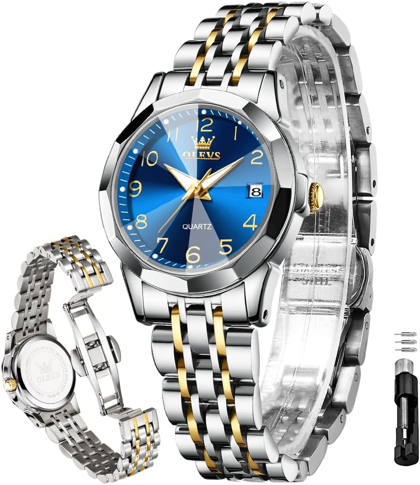 OLEVS Women’s Watch Gold/Silver Analog Quartz Small Stainless Steel Business Formal Waterproof Luminous Date Ladies Watch OLEVS Women’s Watch Gold/Silver Analog Quartz Small Stainless Steel Business Formal Waterproof Luminous Date Ladies Watch