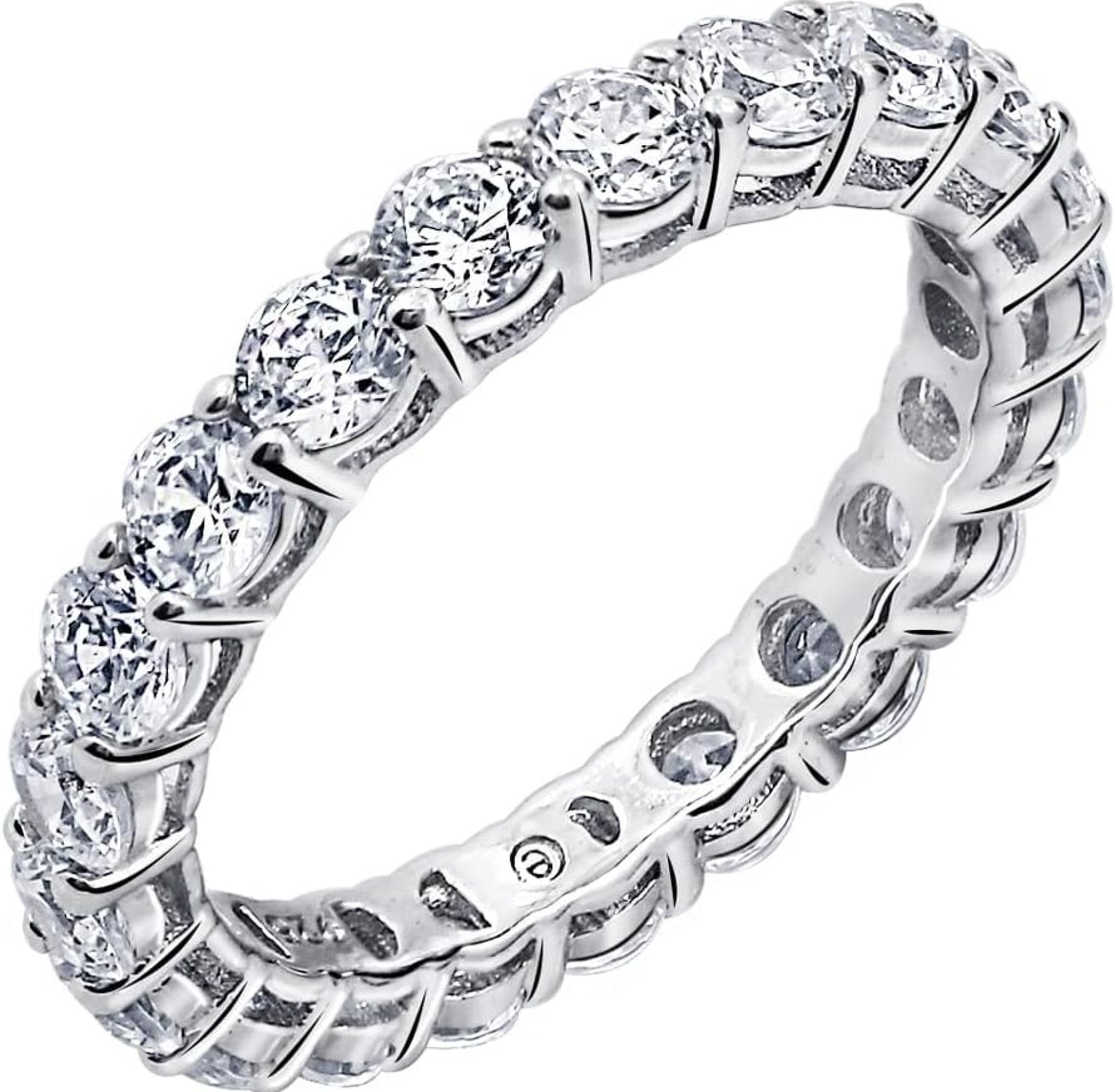 Amazon Essentials Platinum or Gold Plated Sterling Silver All-Around Band Ring set with Round Infinite Elements Cubic Zirconia (previously Amazon Collection) Amazon Essentials Platinum or Gold Plated Sterling Silver All-Around Band Ring set with Round Infinite Elements Cubic Zirconia (previously Amazon Collection)
