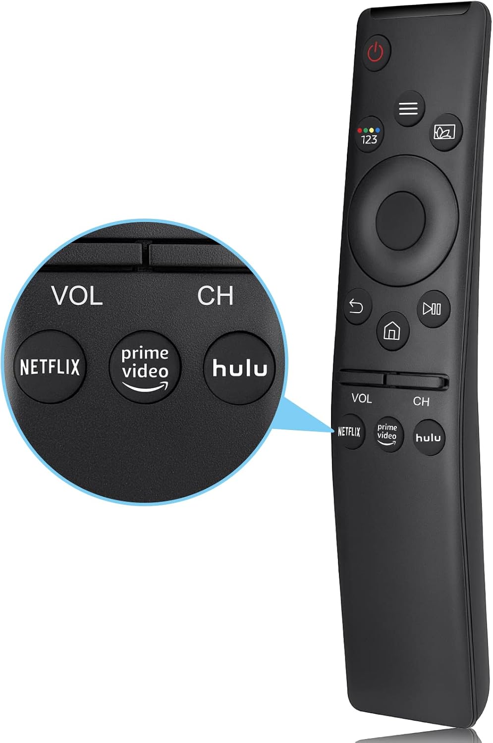 Universal Replacement for Samsung-Smart-TV-Remote, New Upgrade Infrared for Samsung Remote Control, with Netflix,Prime Video,Hulu Buttons Universal Replacement for Samsung-Smart-TV-Remote, New Upgrade Infrared for Samsung Remote Control, with Netflix,Prime Video,Hulu Buttons
