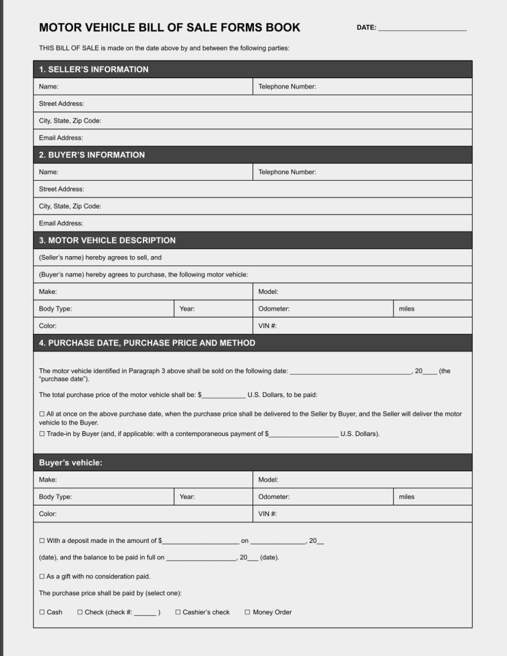 Motor Vehicle Bill of Sale Forms Book, Bill of Sale Form for Buying or Selling a Car, Truck, or Motorcycle | Vehicle Sales Agreement Forms | 60 Forms. Motor Vehicle Bill of Sale Forms Book, Bill of Sale Form for Buying or Selling a Car, Truck, or Motorcycle | Vehicle Sales Agreement Forms | 60 Forms.