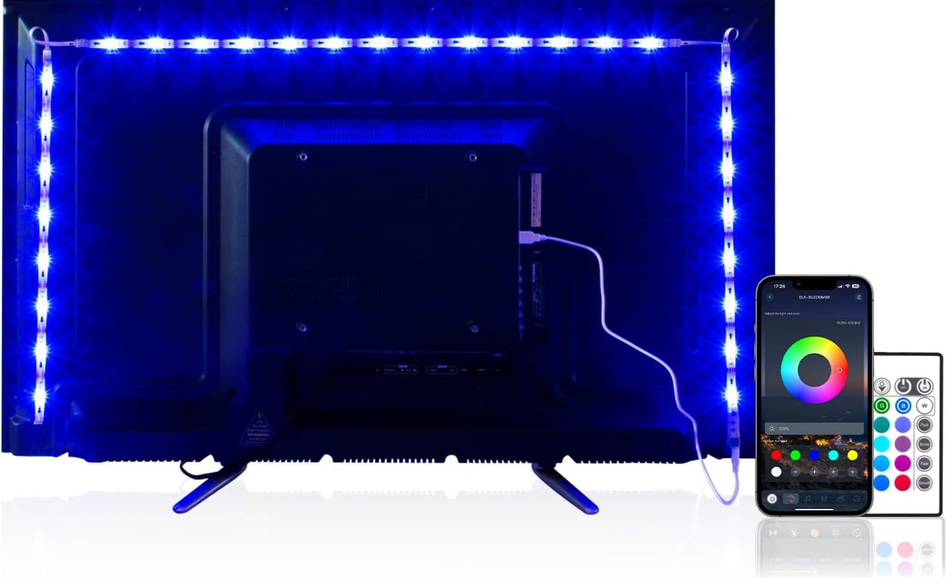 PANGTON VILLA Led Strip Lights 8.2ft for 40-60in TV, USB LED TV Backlight Kit with Remote – 16 Color 5050 LEDs Bias Lighting for HDTV PANGTON VILLA Led Strip Lights 8.2ft for 40-60in TV, USB LED TV Backlight Kit with Remote – 16 Color 5050 LEDs Bias Lighting for HDTV