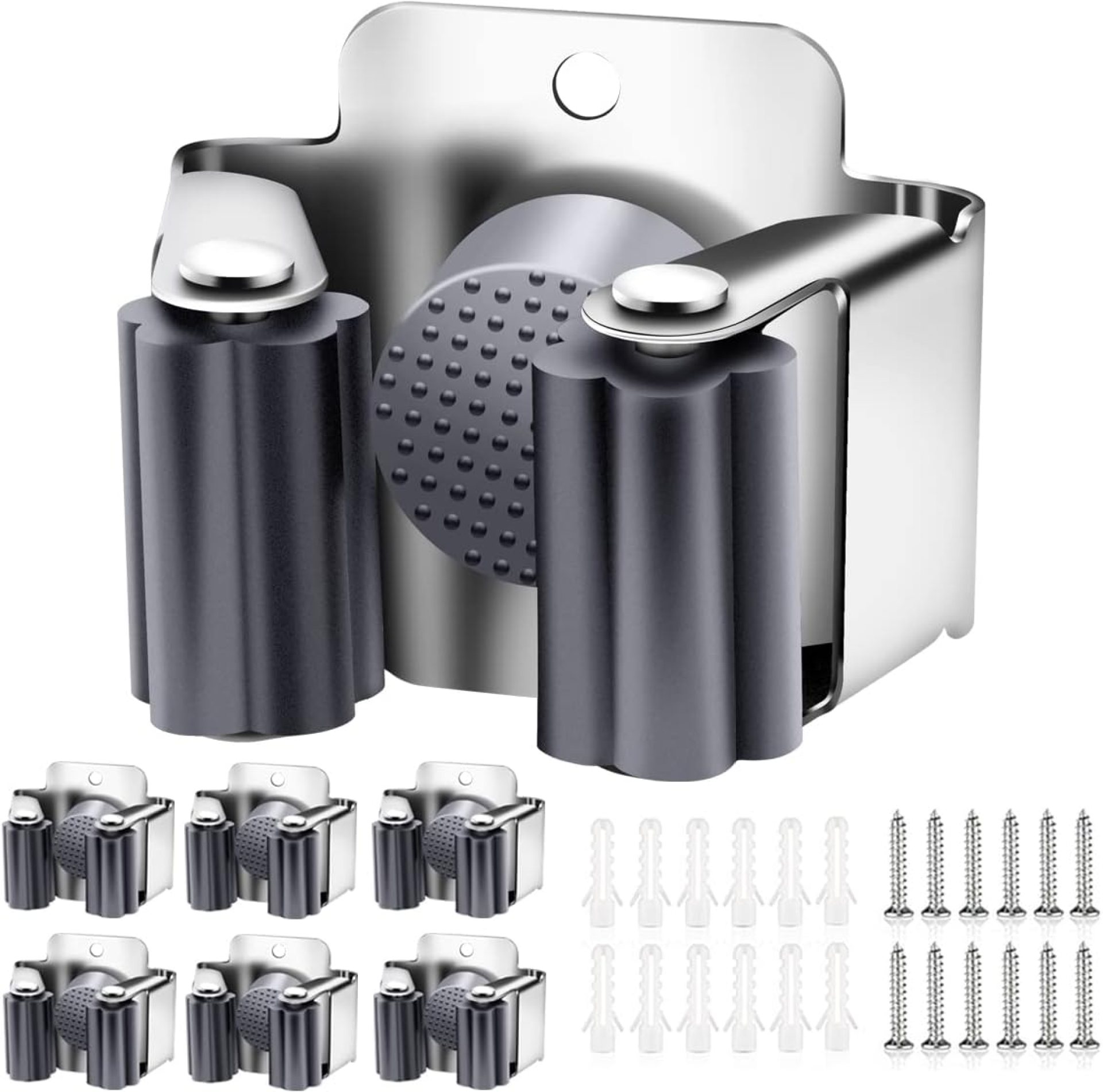 Verdenu 6 Pack Broom Holder Wall Mount, Mop and Broom Holder Wall Mount, Stainless Steel Command Broom Holder with Screws, Garden Tool Storage Organizer for Kitchen, Home, Bathroom, Garage, Grey Verdenu 6 Pack Broom Holder Wall Mount, Mop and Broom Holder Wall Mount, Stainless Steel Command Broom Holder with Screws, Garden Tool Storage Organizer for Kitchen, Home, Bathroom, Garage, Grey