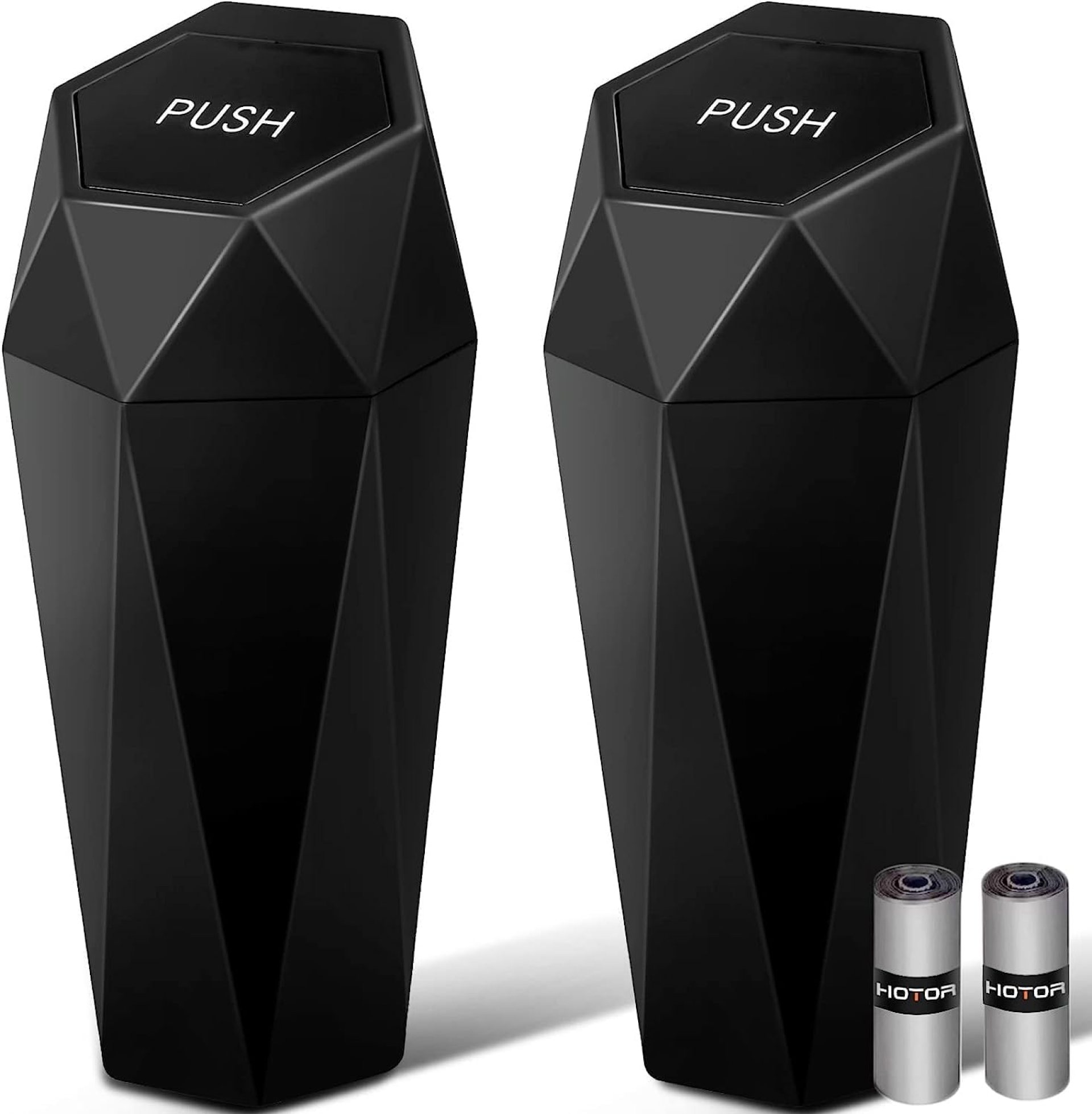 HOTOR Car Trash Can with Lid – 2 Pack, Mini Essential Car Accessories for Interior, Leakproof Garbage Can with 30 Attached Trash Bags, Multipurpose Organizers and Storage for Car, Home, Office HOTOR Car Trash Can with Lid – 2 Pack, Mini Essential Car Accessories for Interior, Leakproof Garbage Can with 30 Attached Trash Bags, Multipurpose Organizers and Storage for Car, Home, Office