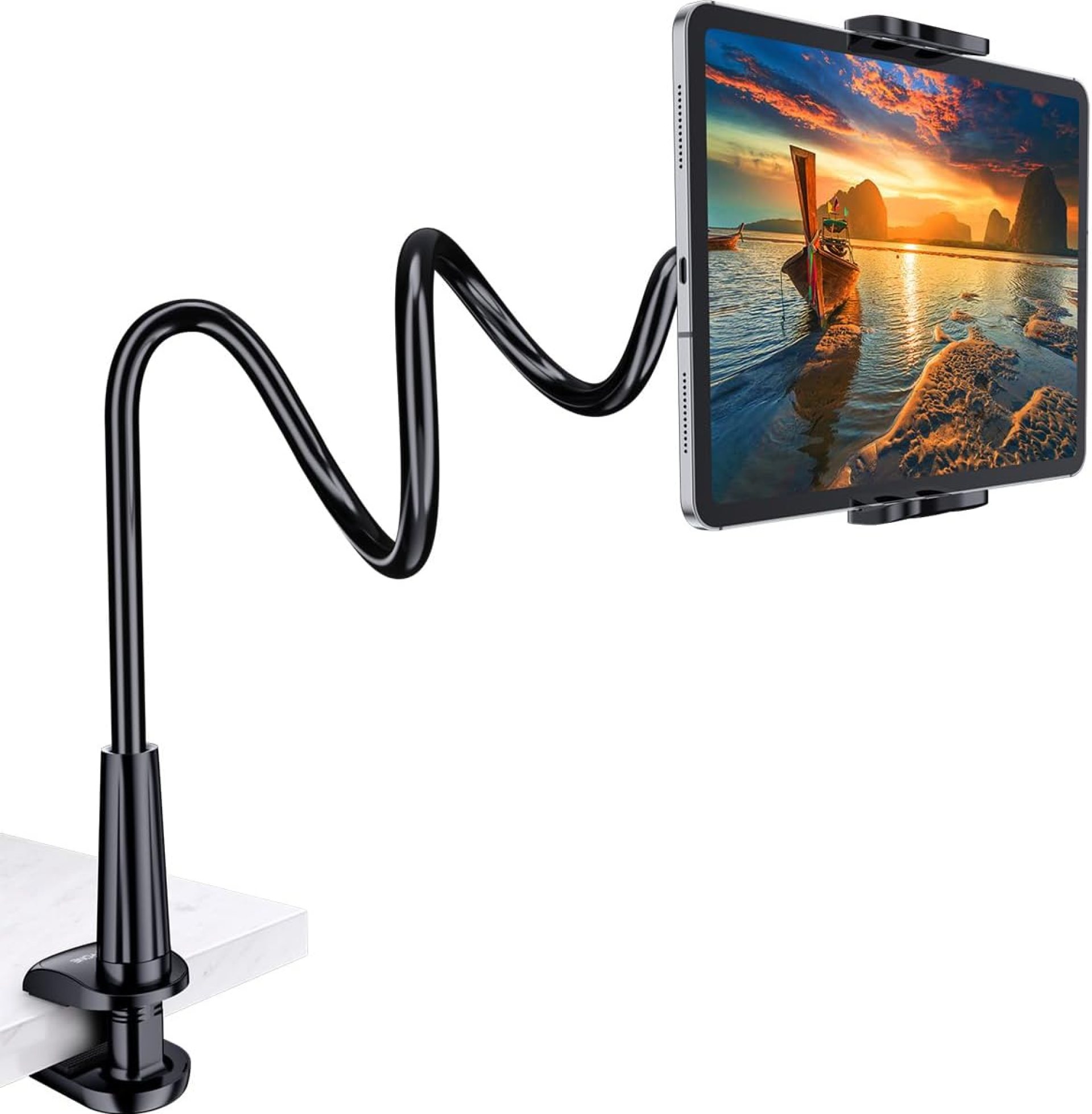 Tryone Gooseneck Tablet Holder Stand for Bed Adjustable Flexible Arm Tablets Mount Clamp on Table Compatible with iPad Air Mini | Galaxy Tabs | Kindle Fire | Switch or Other 4.7-10.5″ Devices Tryone Gooseneck Tablet Holder Stand for Bed Adjustable Flexible Arm Tablets Mount Clamp on Table Compatible with iPad Air Mini | Galaxy Tabs | Kindle Fire | Switch or Other 4.7-10.5″ Devices