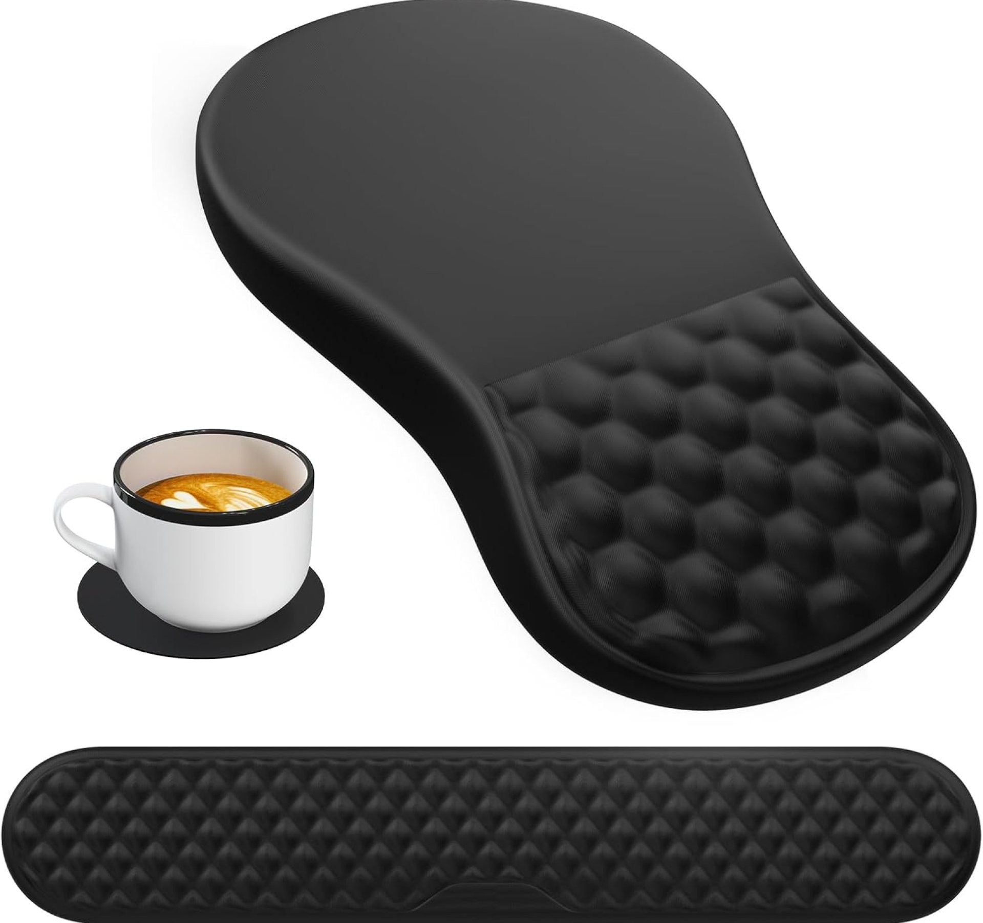 HAOCOO Ergonomic Mouse Pad with Wrist Rest, Keyboard Wrist Rest, Keyboard and Mouse Pad Set, Keyboard Wrist Support with Massage, Wrist Rest for Computer Keyboard, Relieve Wrist Pain, Black HAOCOO Ergonomic Mouse Pad with Wrist Rest, Keyboard Wrist Rest, Keyboard and Mouse Pad Set, Keyboard Wrist Support with Massage, Wrist Rest for Computer Keyboard, Relieve Wrist Pain, Black