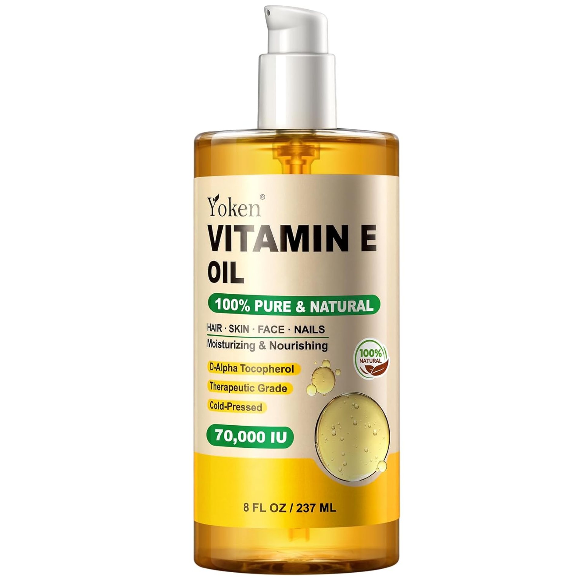 Vitamin E Oil 8 Fl Oz Organic Vitamin E oil for Skin 70,000 IU Vitamine oils for Scars Hair,Face,Nail,Scalp Perfect Bath and Body Oil Cold Pressed Hexane Free Non-GMO Gluten Free Formula Vitamin E Oil 8 Fl Oz Organic Vitamin E oil for Skin 70,000 IU Vitamine oils for Scars Hair,Face,Nail,Scalp Perfect Bath and Body Oil Cold Pressed Hexane Free Non-GMO Gluten Free Formula