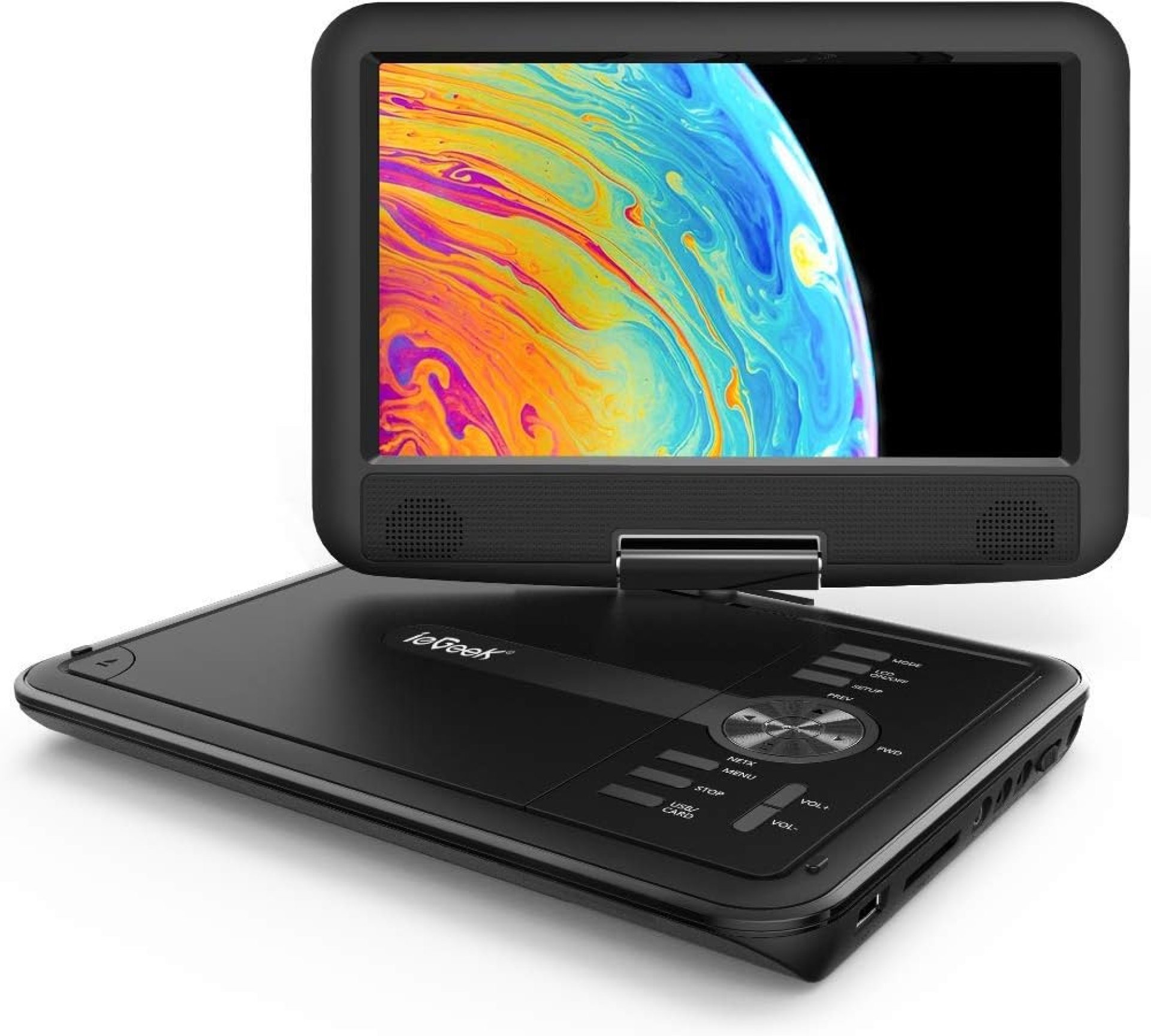 ieGeek 11.5″ Portable DVD Player for Kids and Car, 9.5″ Eye-Protective Screen with 5 Hours Rechargeable Battery, Support Sync TV/USB/SD Card and Multiple Disc Formats, Regions Free – Black ieGeek 11.5″ Portable DVD Player for Kids and Car, 9.5″ Eye-Protective Screen with 5 Hours Rechargeable Battery, Support Sync TV/USB/SD Card and Multiple Disc Formats, Regions Free – Black
