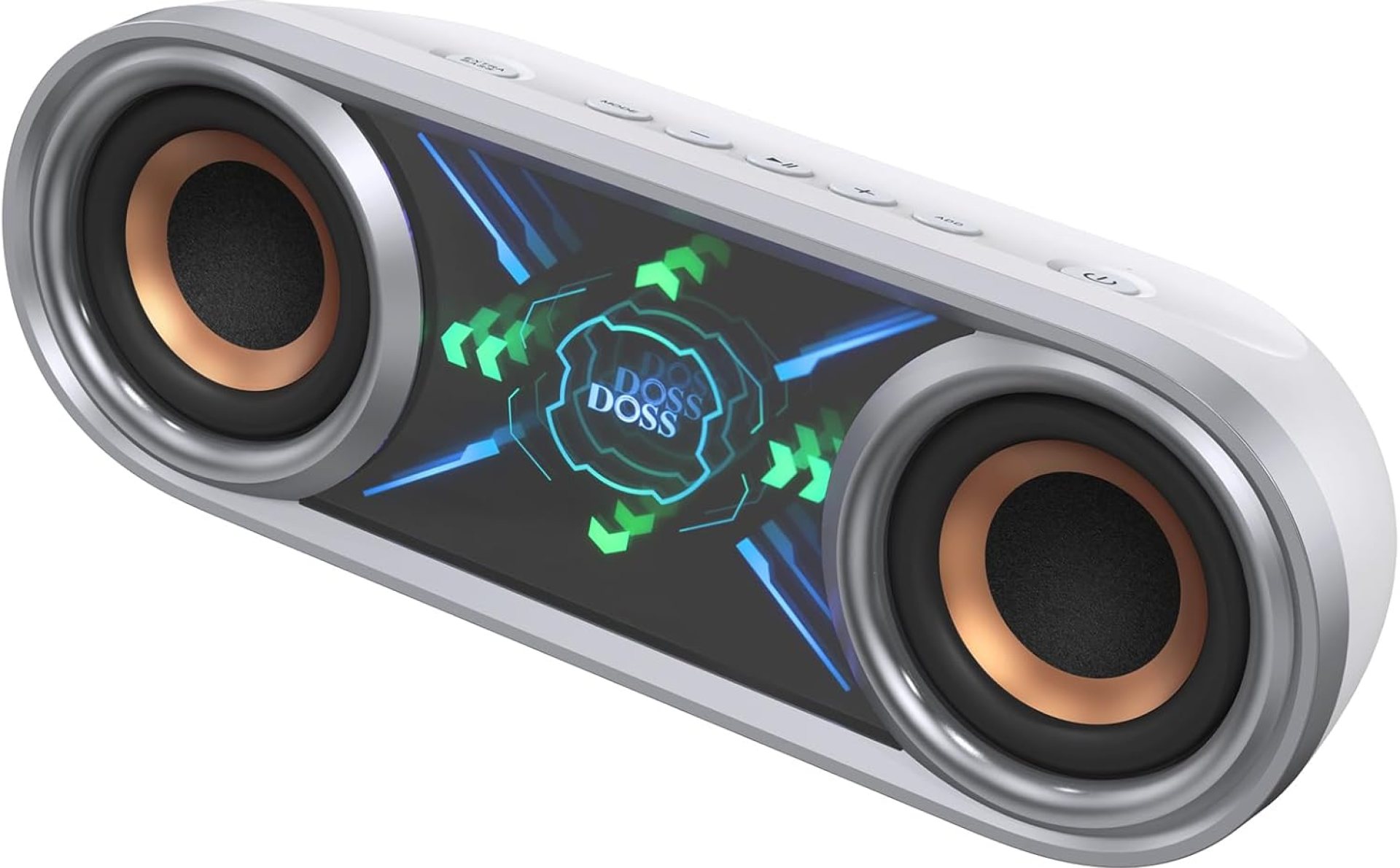DOSS SoundBox Pro+ P400 Bluetooth Speaker, 50W Stereo Sound with Extra Bass, 26H Playtime, Cool Phantom Mirror Lights, IPX5 Waterproof for Outdoor, Home, Party, and Electronic Gadgets-White DOSS SoundBox Pro+ P400 Bluetooth Speaker, 50W Stereo Sound with Extra Bass, 26H Playtime, Cool Phantom Mirror Lights, IPX5 Waterproof for Outdoor, Home, Party, and Electronic Gadgets-White