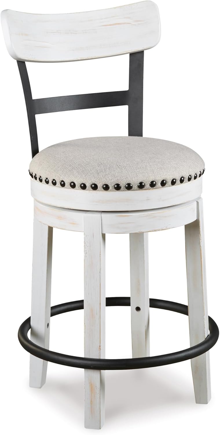 Signature Design by Ashley Valebeck 24.5″ Modern Swivel Counter Height Barstool, Whitewash Signature Design by Ashley Valebeck 24.5″ Modern Swivel Counter Height Barstool, Whitewash