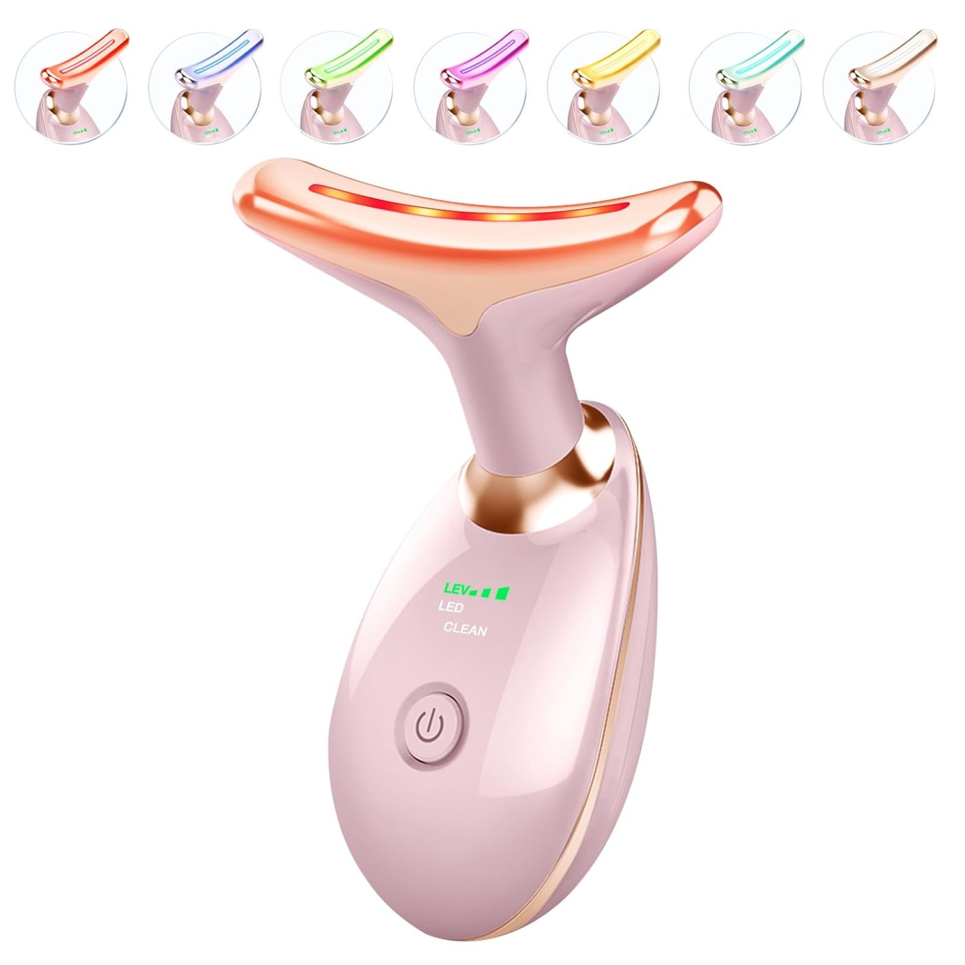 Light Based Face-Neck-Massager – 7 Color Portable Facial Massager for Skin Care, Glossy Pink Light Based Face-Neck-Massager – 7 Color Portable Facial Massager for Skin Care, Glossy Pink