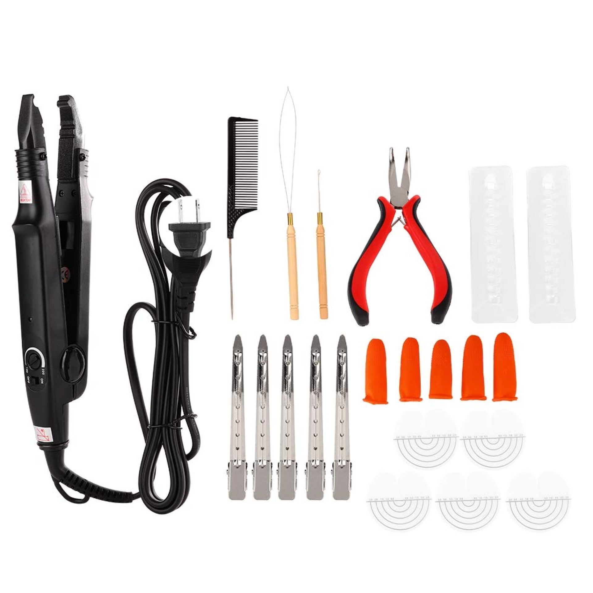 Hair Extensions Tools Kit, Professional Hair Extension Iron Set Keratin Hair Wand Hair Extension Pliers Hair Connector Styling Tool Fusion Heat Iron Connector Wand for Home Salon (A Set) (US) Hair Extensions Tools Kit, Professional Hair Extension Iron Set Keratin Hair Wand Hair Extension Pliers Hair Connector Styling Tool Fusion Heat Iron Connector Wand for Home Salon (A Set) (US)