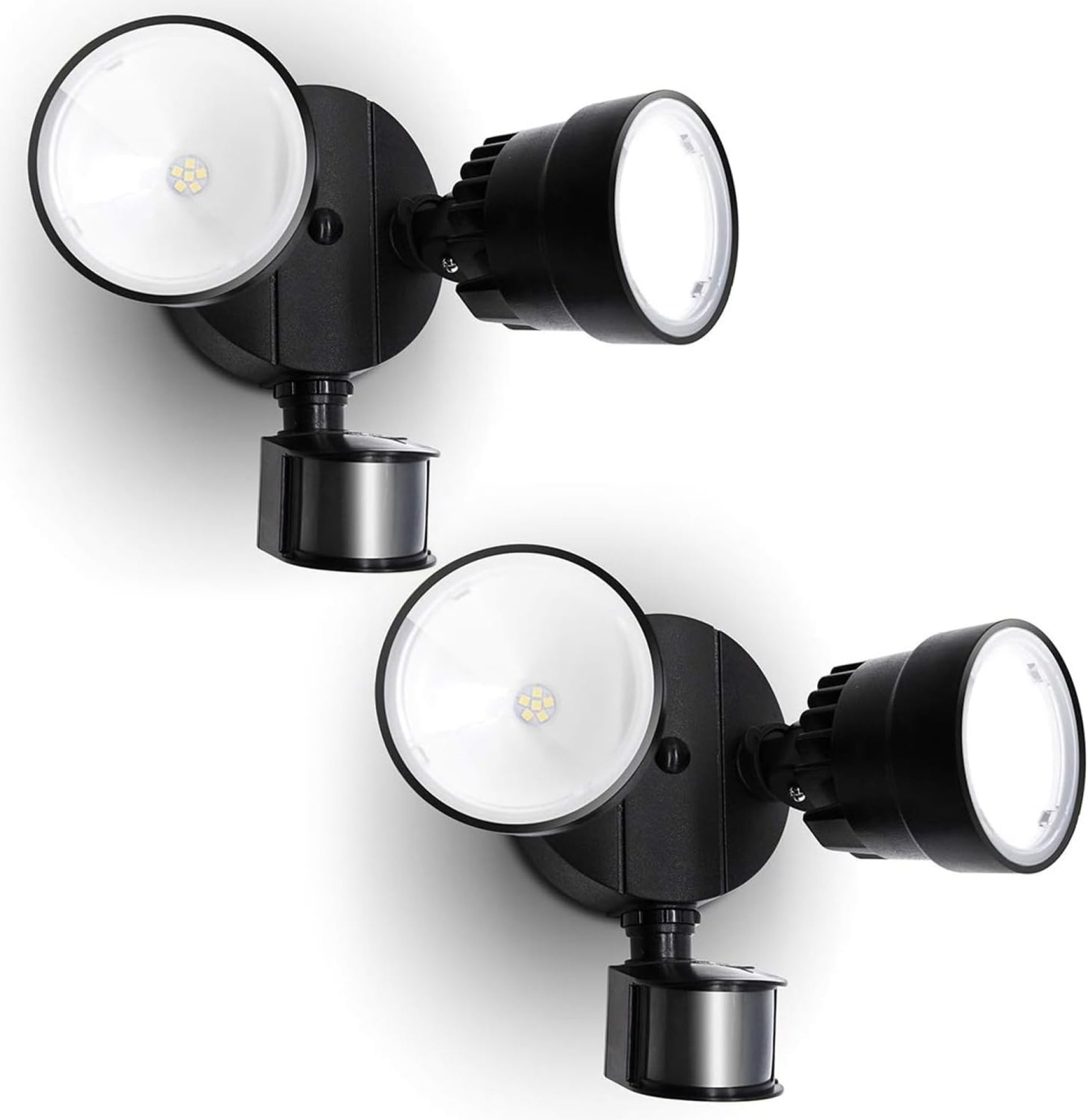 LUTEC Shrimp P6221B-PIR24 2000 Lumen 18 Watt 26 LED Motion Activated Integrated Dual-Head Floodlight Outdoor, IP54 Waterproof Exterior Security Wall Light for Patio, Garden, Yard-Black, 2 Pack LUTEC Shrimp P6221B-PIR24 2000 Lumen 18 Watt 26 LED Motion Activated Integrated Dual-Head Floodlight Outdoor, IP54 Waterproof Exterior Security Wall Light for Patio, Garden, Yard-Black, 2 Pack