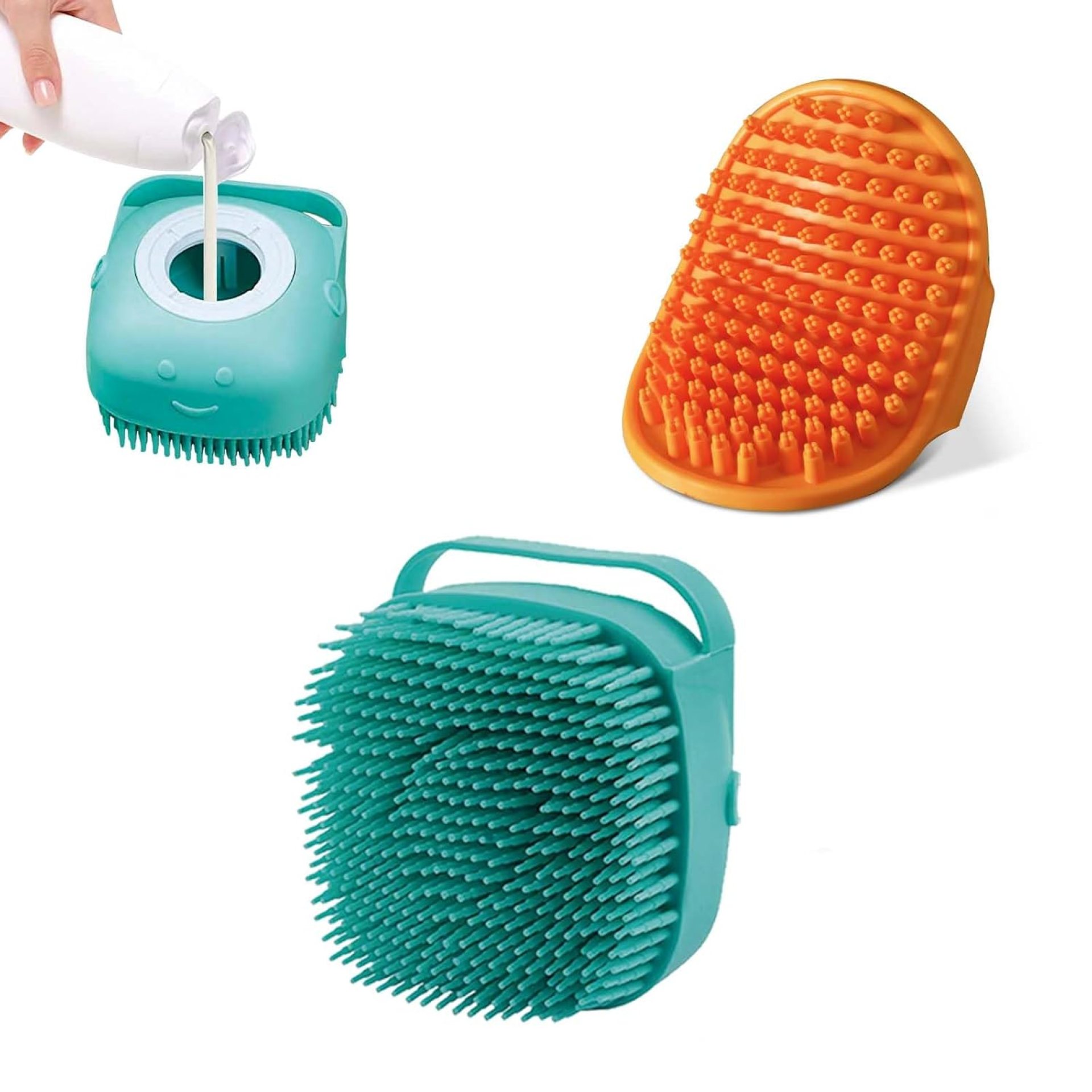 2Pack Dog Bath Brush, Dog Bath Scrubber Shampoo Dispenser Brush, Pet Bath Massage Shower Soap Brush Soft Silicone for Short & Long Haired Dogs and Cats Washing, ISWAYSTORE 2Pack Dog Bath Brush, Dog Bath Scrubber Shampoo Dispenser Brush, Pet Bath Massage Shower Soap Brush Soft Silicone for Short & Long Haired Dogs and Cats Washing, ISWAYSTORE