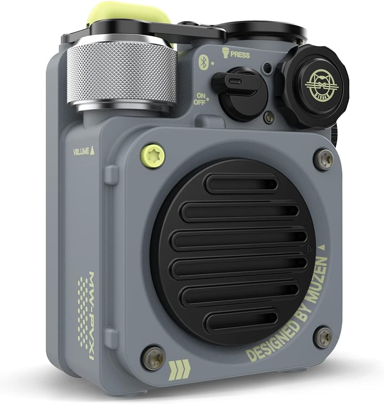 Muzen Portable Bluetooth Speaker, Wild Mini Rugged Travel Outdoor Speaker, Wireless Waterproof IPX5 with Flashlight, Crystal Clear Stereo Sound, Metal Wild Cool Look, for Adventure, Camping, Hiking Muzen Portable Bluetooth Speaker, Wild Mini Rugged Travel Outdoor Speaker, Wireless Waterproof IPX5 with Flashlight, Crystal Clear Stereo Sound, Metal Wild Cool Look, for Adventure, Camping, Hiking
