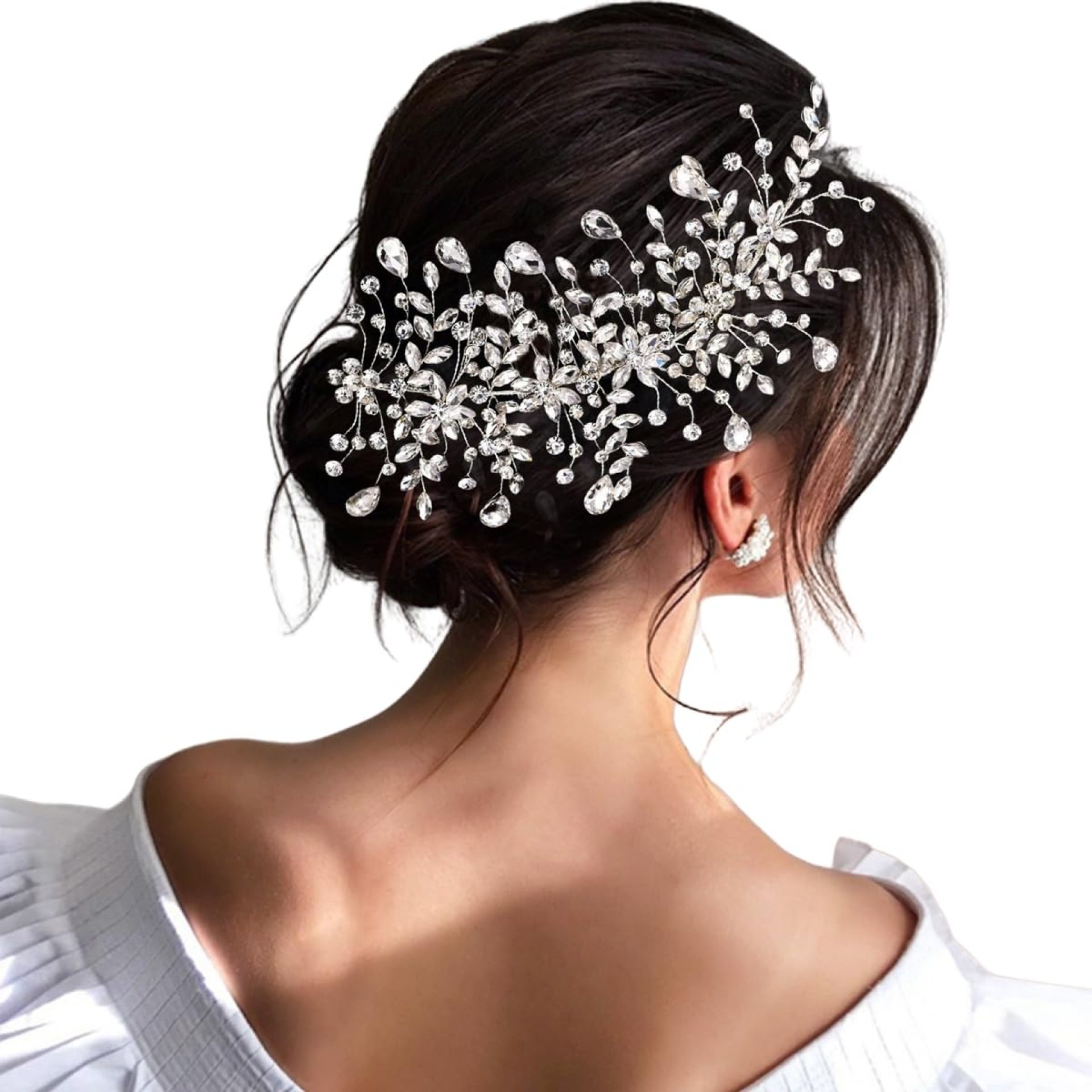 Wedding Headband Bridal Hair Pieces Silver Rhinestone Hair Side Comb Hair Accessories for Womens(Right) Wedding Headband Bridal Hair Pieces Silver Rhinestone Hair Side Comb Hair Accessories for Womens(Right)