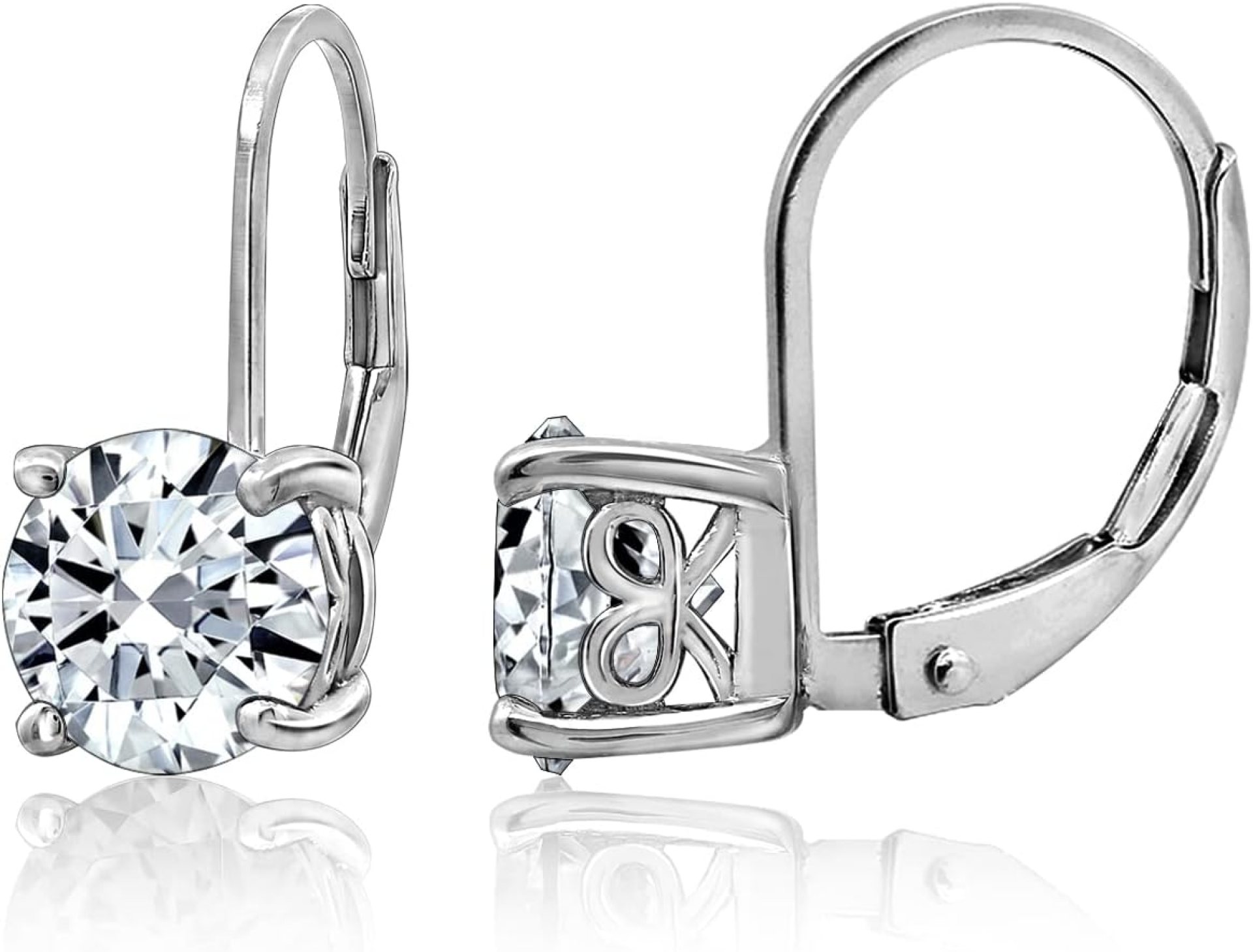 Amazon Essentials Platinum-Plated Sterling Silver Infinite Elements Zirconia Leverback Earrings (previously Amazon Collection) Amazon Essentials Platinum-Plated Sterling Silver Infinite Elements Zirconia Leverback Earrings (previously Amazon Collection)