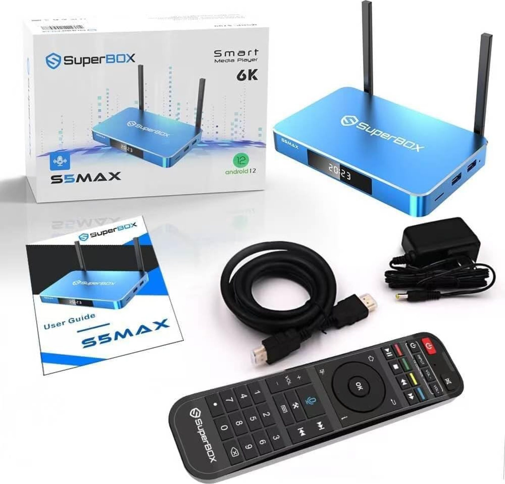 2025 New Generic Smart S5 TV Box, 4G RAM + 64G ROM, Blue, 1 Voice Remote Control, 1 Removable Storage USB Flash Drive, 1 HD Data Cable 2025 New Generic Smart S5 TV Box, 4G RAM + 64G ROM, Blue, 1 Voice Remote Control, 1 Removable Storage USB Flash Drive, 1 HD Data Cable