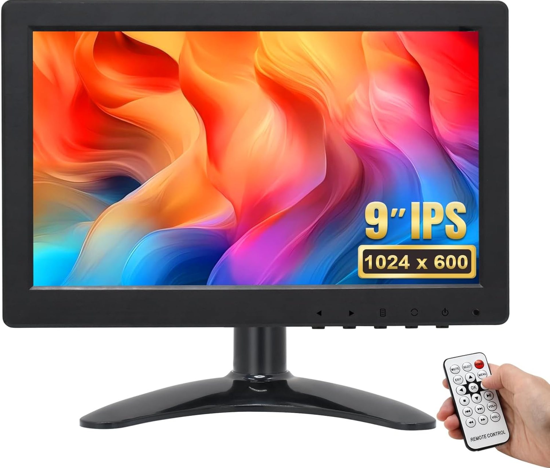 OSCY 9 Inch Small Monitor, 1024×600 16:9 Computer Monitor Support HDMI/VGA/AV/BNC with Remote Control & Built-in Speakers, Monitor for PC, Laptop, TV, Raspi, CCTV, DSLR, U-Disk, Car OSCY 9 Inch Small Monitor, 1024×600 16:9 Computer Monitor Support HDMI/VGA/AV/BNC with Remote Control & Built-in Speakers, Monitor for PC, Laptop, TV, Raspi, CCTV, DSLR, U-Disk, Car
