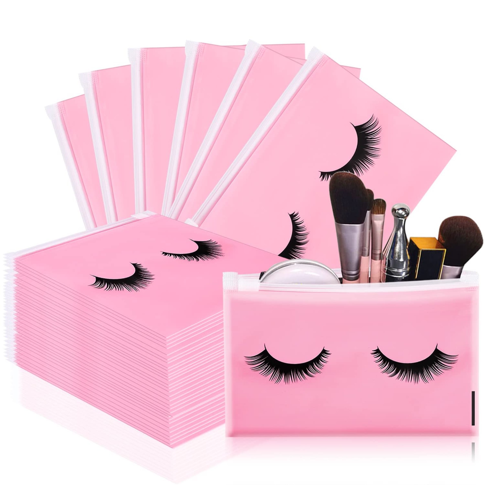 Noverlife 100PCS Eyelash Bags, Eyelash Aftercare Bags, Cosmetic Bags Packaging with Small Zipper, Empty Lash Makeup Storage Bags Pouches Women Travel Pouch Cases, 6″ x 4″ / 15 x 11cm Noverlife 100PCS Eyelash Bags, Eyelash Aftercare Bags, Cosmetic Bags Packaging with Small Zipper, Empty Lash Makeup Storage Bags Pouches Women Travel Pouch Cases, 6″ x 4″ / 15 x 11cm