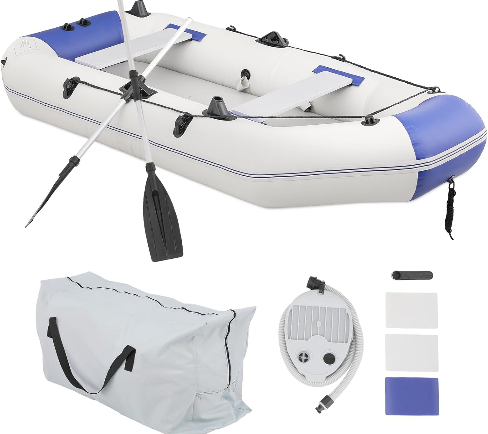 MADOG 1-3 Person Inflatable Boat(Oars Included), Inflatable Raft for Water Sports, Quick Inflation & Deflation, 800lb Weight Capacity MADOG 1-3 Person Inflatable Boat(Oars Included), Inflatable Raft for Water Sports, Quick Inflation & Deflation, 800lb Weight Capacity