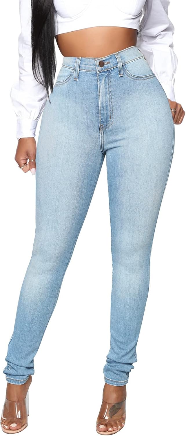 KUNMI Womens Classic High Waisted Skinny Stretch Butt Lifting Jeans Slim Fit Denim Pants KUNMI Womens Classic High Waisted Skinny Stretch Butt Lifting Jeans Slim Fit Denim Pants