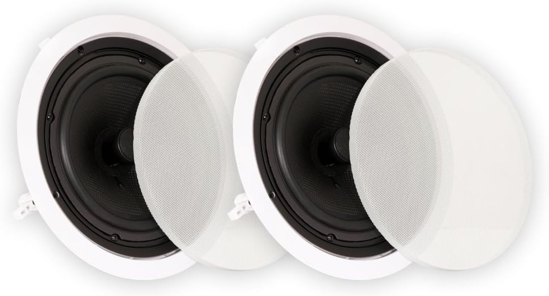 Theater Solutions TS80C in Ceiling 8″ Speakers Surround Sound Home Theater Pair, White Theater Solutions TS80C in Ceiling 8″ Speakers Surround Sound Home Theater Pair, White