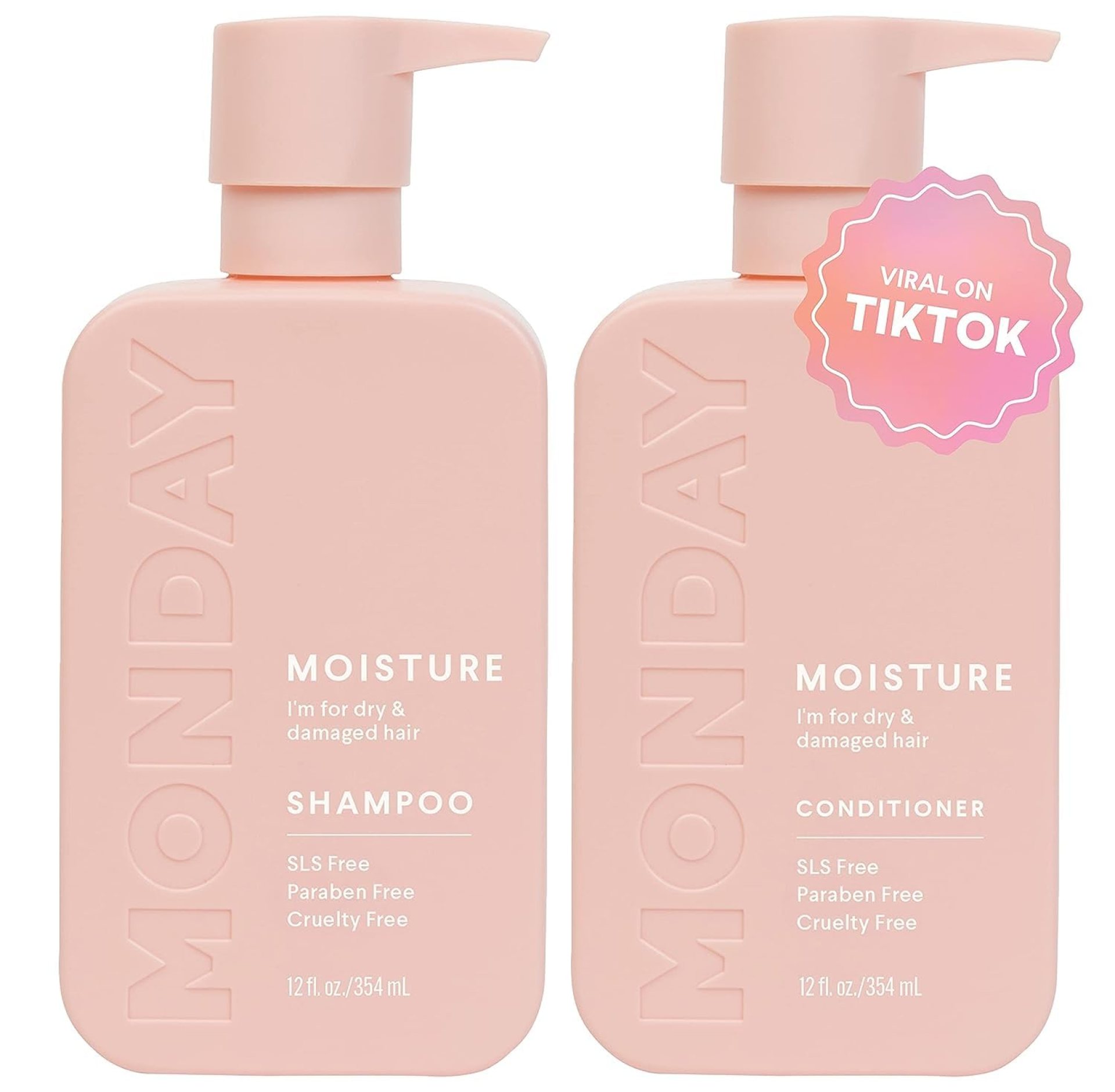 MONDAY HAIRCARE Moisture Shampoo + Conditioner Set for Dry, Coarse, Stressed, Coily & Curly Hair, Made from Coconut Oil, Rice Protein, Shea Butter, & Vitamin E, All-Natural, 12 Fl Oz (Pack of 2) MONDAY HAIRCARE Moisture Shampoo + Conditioner Set for Dry, Coarse, Stressed, Coily & Curly Hair, Made from Coconut Oil, Rice Protein, Shea Butter, & Vitamin E, All-Natural, 12 Fl Oz (Pack of 2)