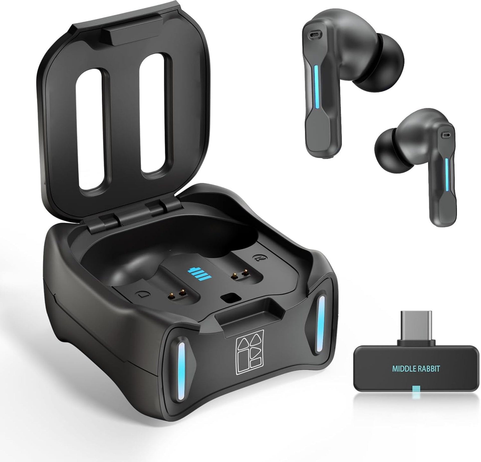 SW4 Wireless Gaming Earbuds for PC PS4 PS5 Switch Mobile – 2.4G Dongle & Bluetooth – 30ms Low Latency – Headphones with Built-in Microphone – 4 Mics- Headset SW4 Wireless Gaming Earbuds for PC PS4 PS5 Switch Mobile – 2.4G Dongle & Bluetooth – 30ms Low Latency – Headphones with Built-in Microphone – 4 Mics- Headset