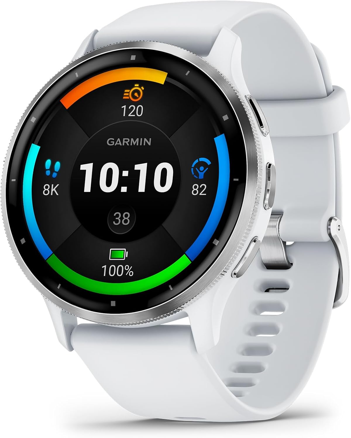 Garmin Venu 3 Silver Stainless Steel Bezel 1.4-Inch AMOLED Touchscreen Display Smart Watch with 45mm Whitestone Case and Silicone Band Garmin Venu 3 Silver Stainless Steel Bezel 1.4-Inch AMOLED Touchscreen Display Smart Watch with 45mm Whitestone Case and Silicone Band