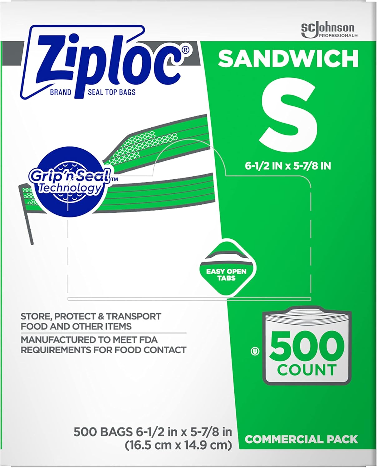 SC Johnson Professional Ziploc Sandwich Bags, Easy Open Tabs, 500 Count SC Johnson Professional Ziploc Sandwich Bags, Easy Open Tabs, 500 Count
