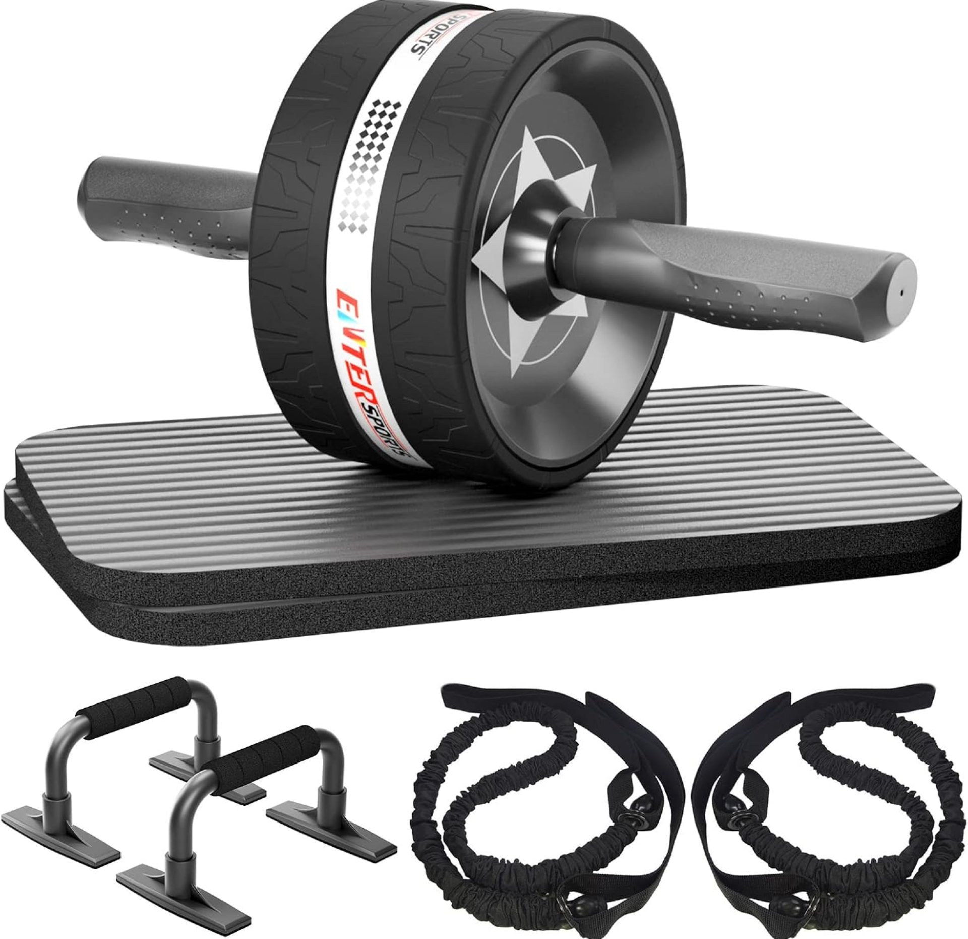 Ab Rollers Wheel Kit, Exercise Wheel Core Strength Training Abdominal Roller Set with Push Up Bars, Resistance Bands, Knee Mat Home Gym Fitness Equipment for Abs Workout Ab Rollers Wheel Kit, Exercise Wheel Core Strength Training Abdominal Roller Set with Push Up Bars, Resistance Bands, Knee Mat Home Gym Fitness Equipment for Abs Workout