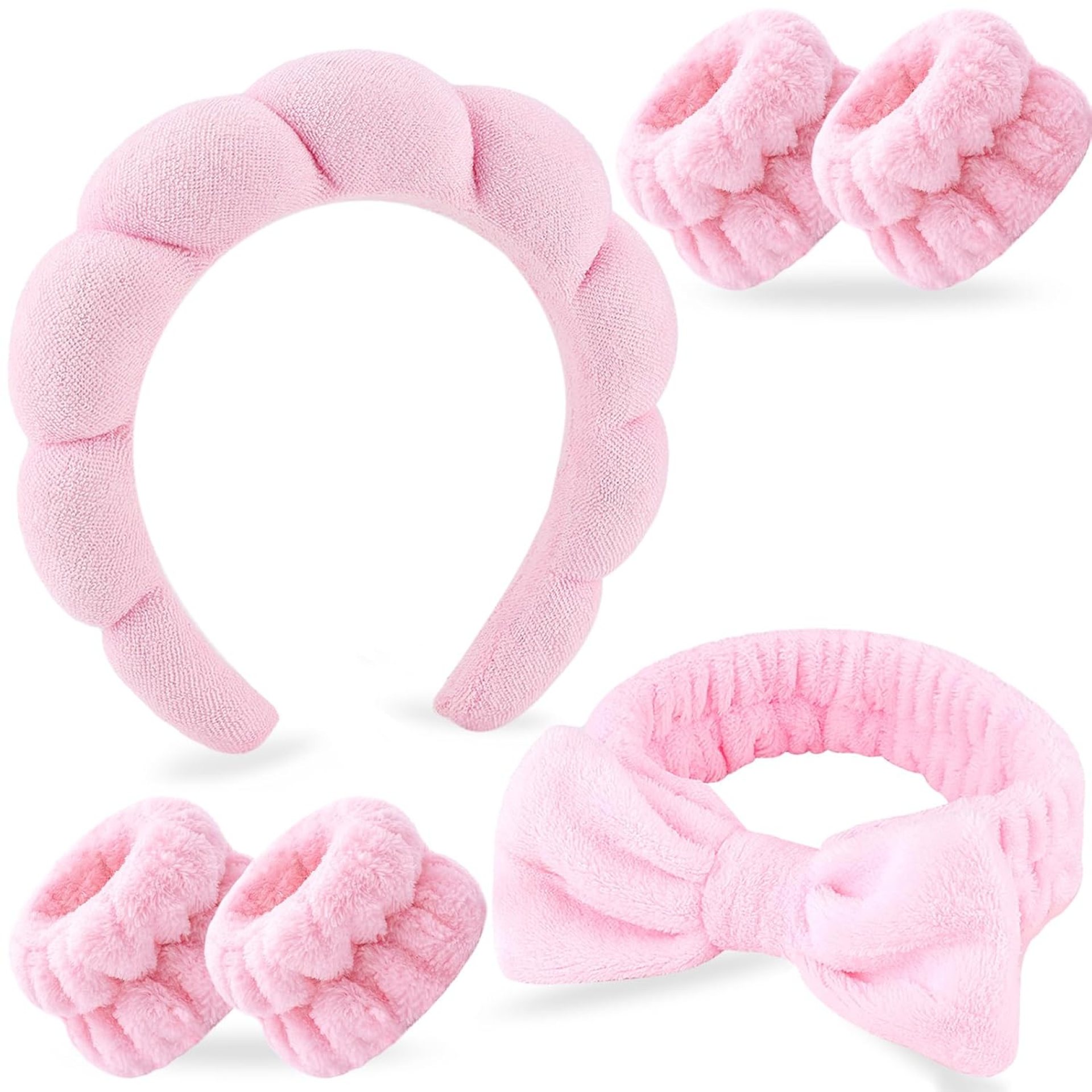 Zkptops 6Pcs Spa Headband for Washing Face Wristbands Set Women Bubble Skincare Makeup Sponge Terry Cloth Padded Puffy Headband Bow Tie Hairband Cute Non Slip Thick Hair Accessory Gifts(Pink) Zkptops 6Pcs Spa Headband for Washing Face Wristbands Set Women Bubble Skincare Makeup Sponge Terry Cloth Padded Puffy Headband Bow Tie Hairband Cute Non Slip Thick Hair Accessory Gifts(Pink)