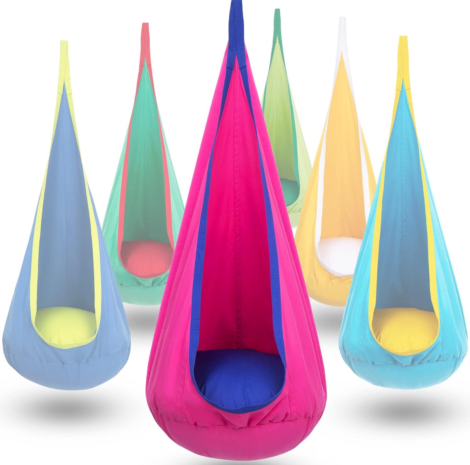 Y- STOP Kids Pod Swing Seat, Hanging Hammock Chair with Inflatable Pillow, Sensory Swing Chair for Outdoor and Indoor, Max 176 Lbs, Pink and Blue Y- STOP Kids Pod Swing Seat, Hanging Hammock Chair with Inflatable Pillow, Sensory Swing Chair for Outdoor and Indoor, Max 176 Lbs, Pink and Blue