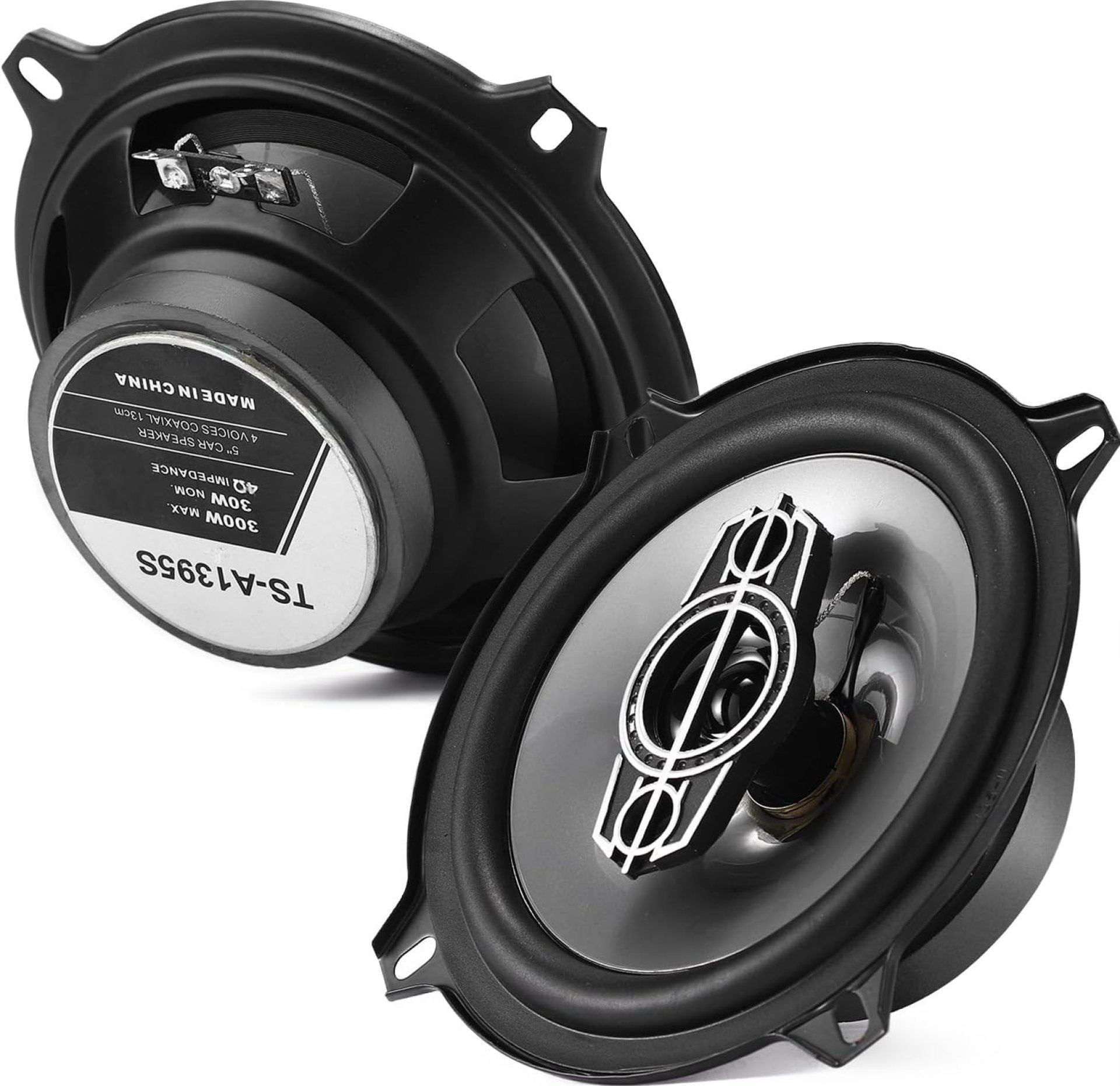 5 Inch 4-Way Car Coaxial Speakers, 300W Max 4Ohm Car Audio Speaker with PEI Dome Tweeters, Tweeters Vehicle Coaxial Speaker Compact for Car Truck Door Speaker Replacement (Pair) 5 Inch 4-Way Car Coaxial Speakers, 300W Max 4Ohm Car Audio Speaker with PEI Dome Tweeters, Tweeters Vehicle Coaxial Speaker Compact for Car Truck Door Speaker Replacement (Pair)