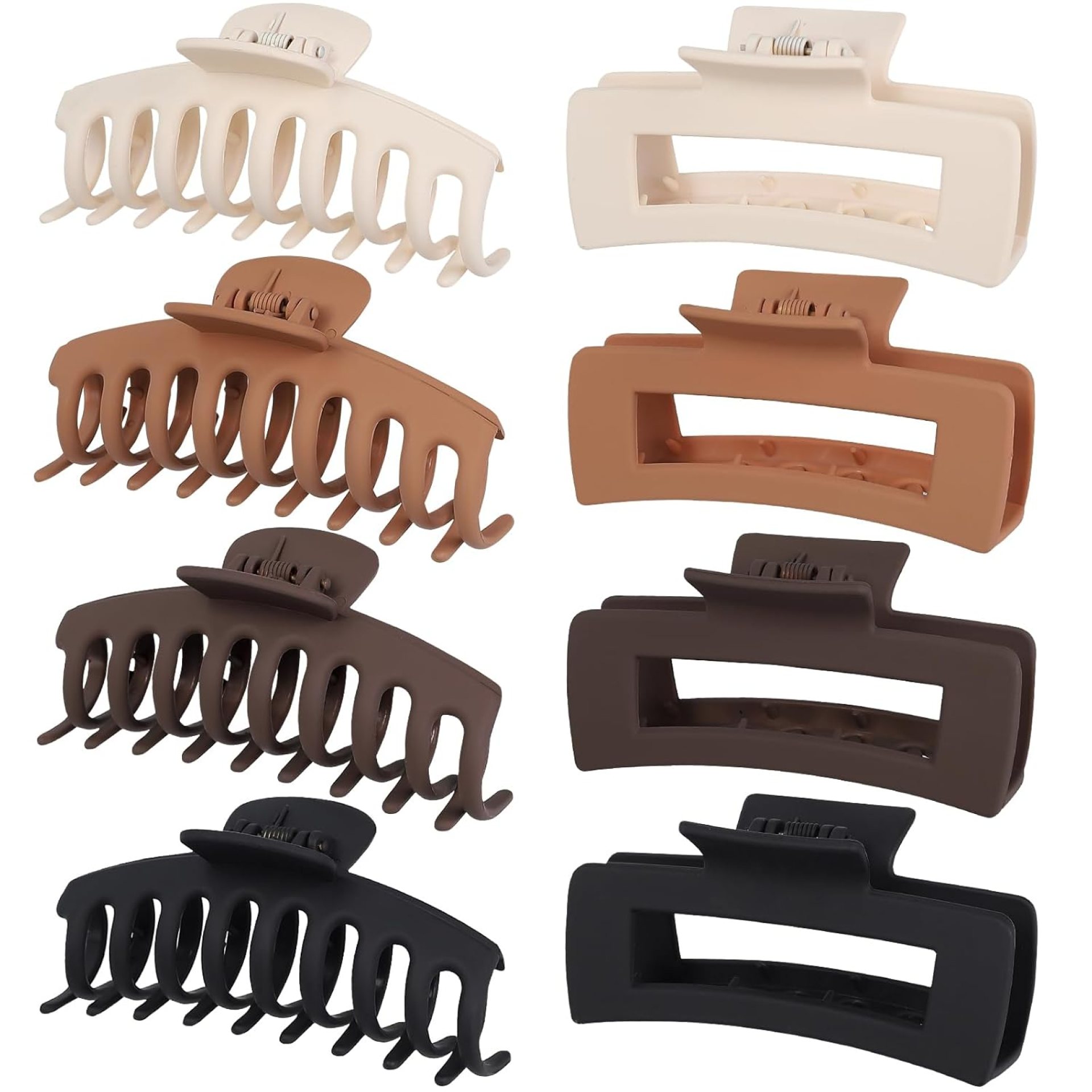 Mandydov Hair Clip, 8 Pcs Non-slip Matte Hair Claw Clips for Women, Strong Hold Clips for Thick Thin Hair, Large Size, Multicolor (Beige, Khaki, Brown, Black) Mandydov Hair Clip, 8 Pcs Non-slip Matte Hair Claw Clips for Women, Strong Hold Clips for Thick Thin Hair, Large Size, Multicolor (Beige, Khaki, Brown, Black)